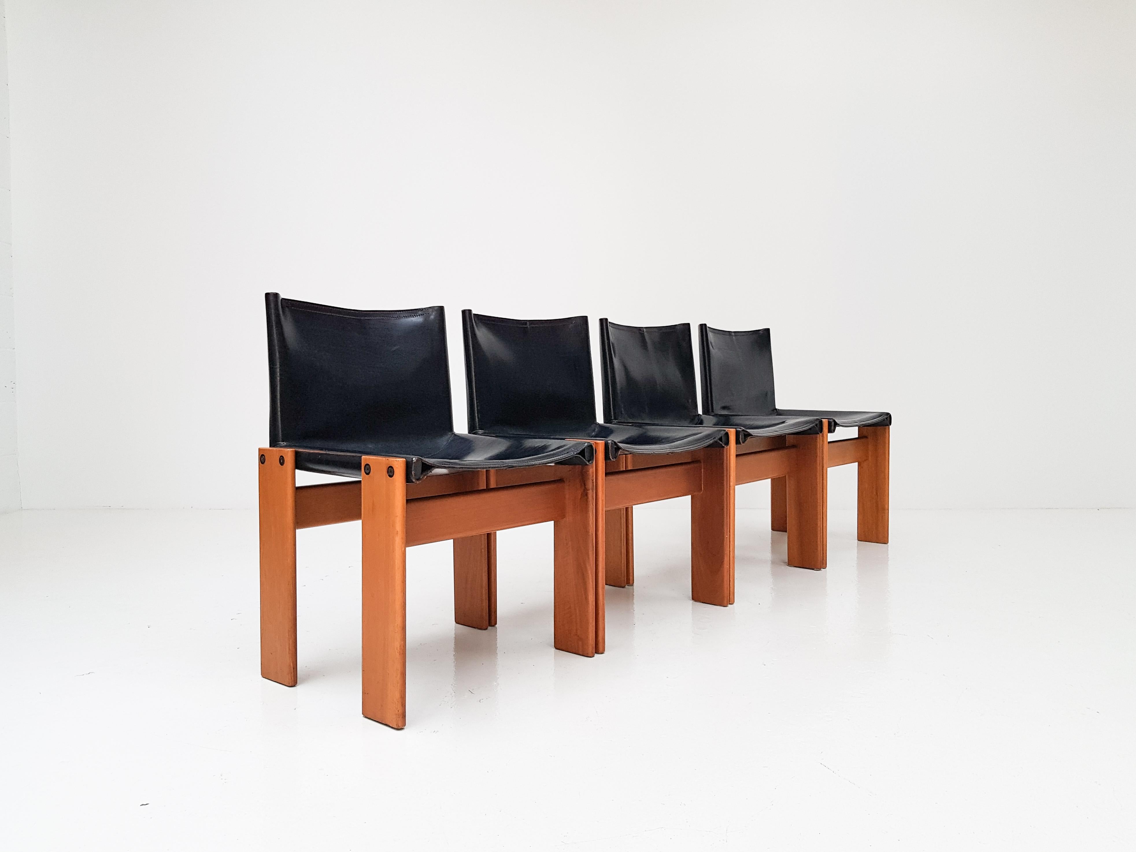 Set of 4 'Monk' Dining Chairs by Afra & Tobia Scarpa for Molteni, Italy, 1974 2