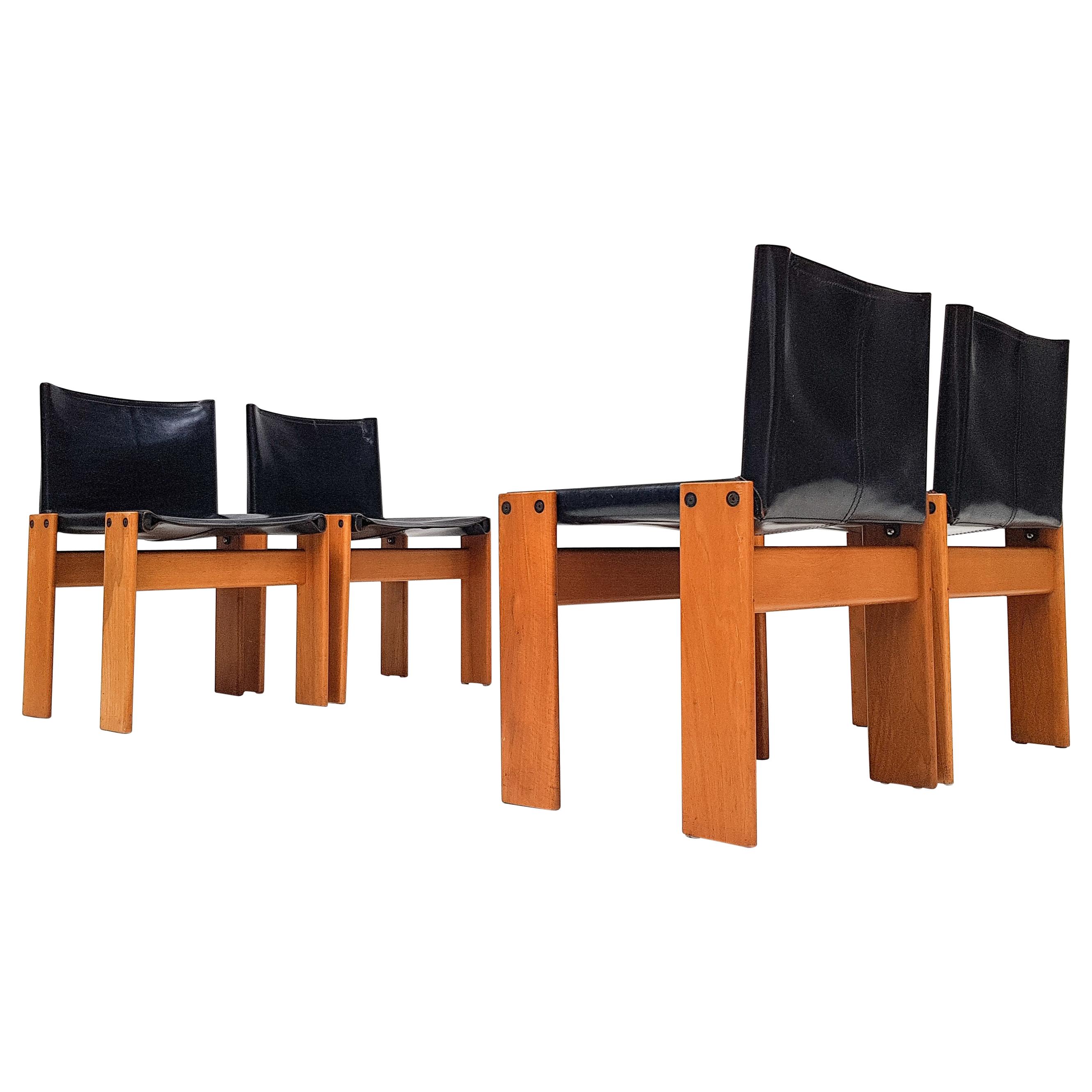Set of 4 'Monk' Dining Chairs by Afra & Tobia Scarpa for Molteni, Italy, 1974
