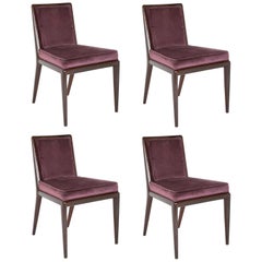 Set of 4 Robsjohn-Gibbings Walnut Toned Mahogany Chairs