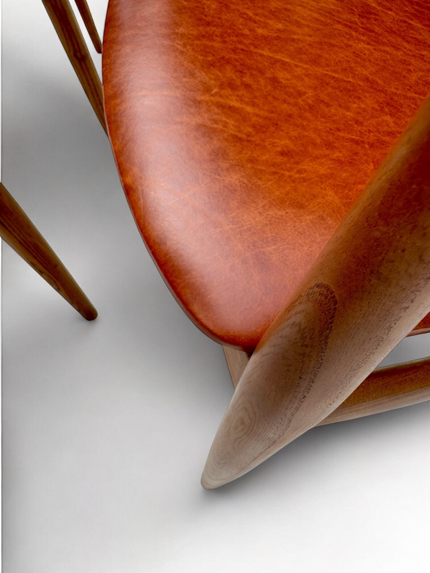 Mid-20th Century A Set of 4 Round Back Elm Wood Dining by Illum Wikkelso 1960's Denmark For Sale