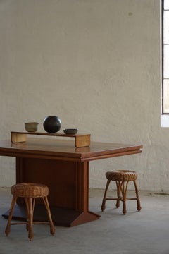 Conjunto de 4 taburetes vintage escandinavos de ratán, estilo Tony Paul, años 60