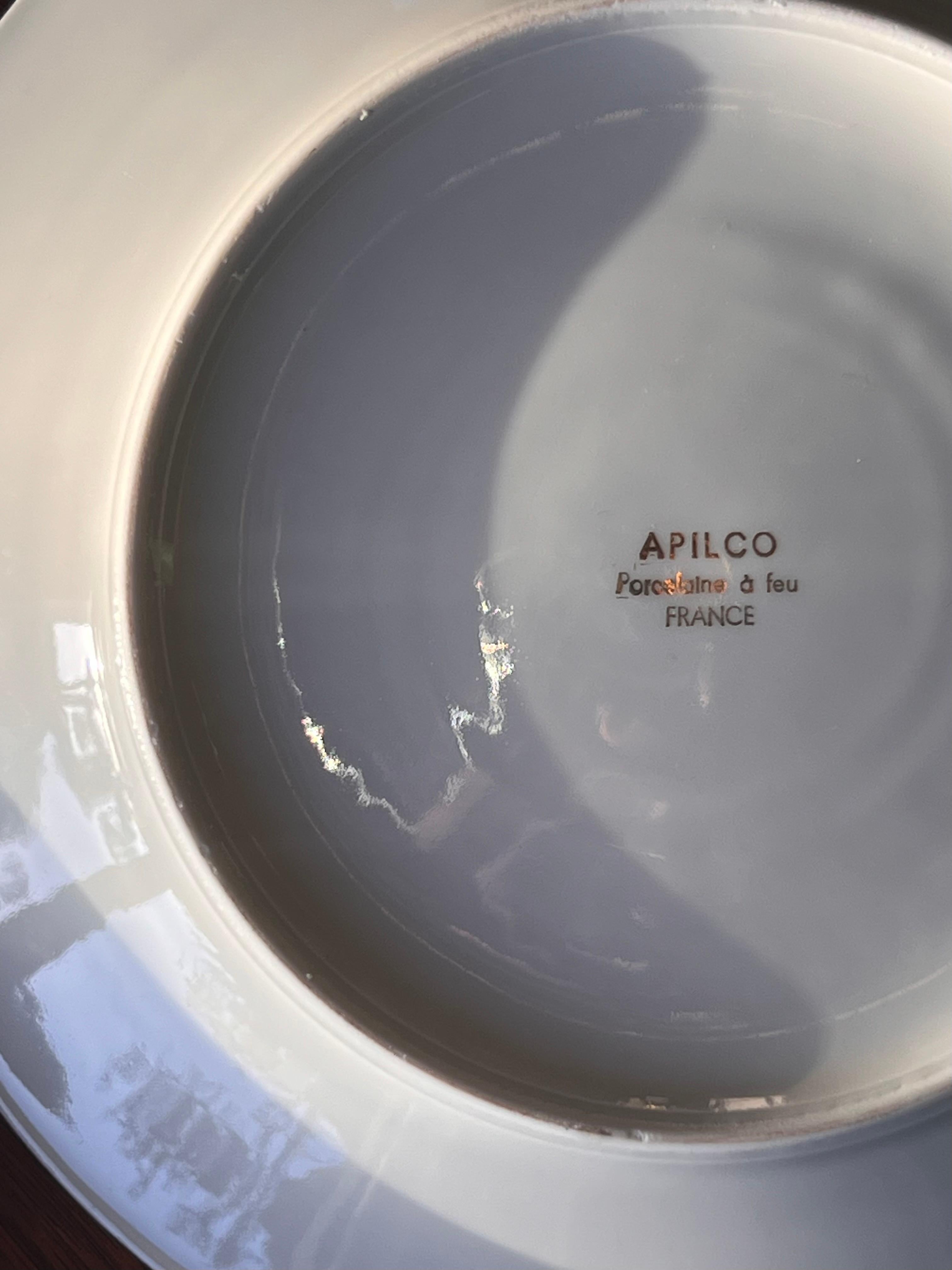 Ensemble de 4 assiettes en porcelaine française sur le thème de la mer par Apilco, 20e siècle en vente 9