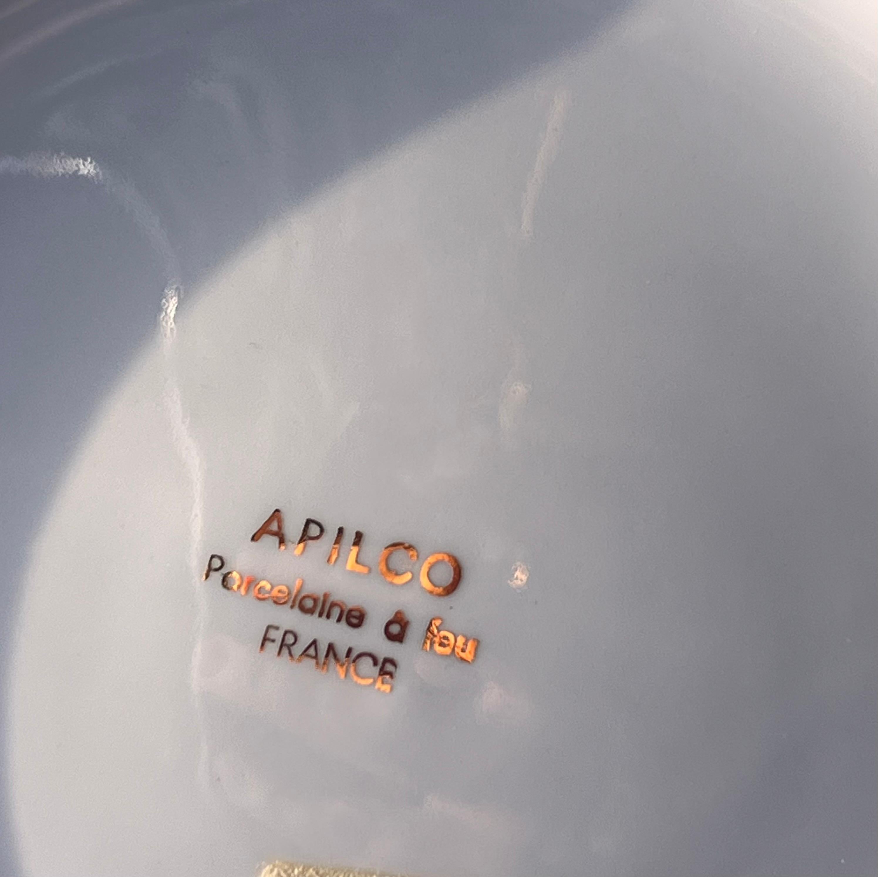 Porcelaine Ensemble de 4 assiettes en porcelaine française sur le thème de la mer par Apilco, 20e siècle en vente