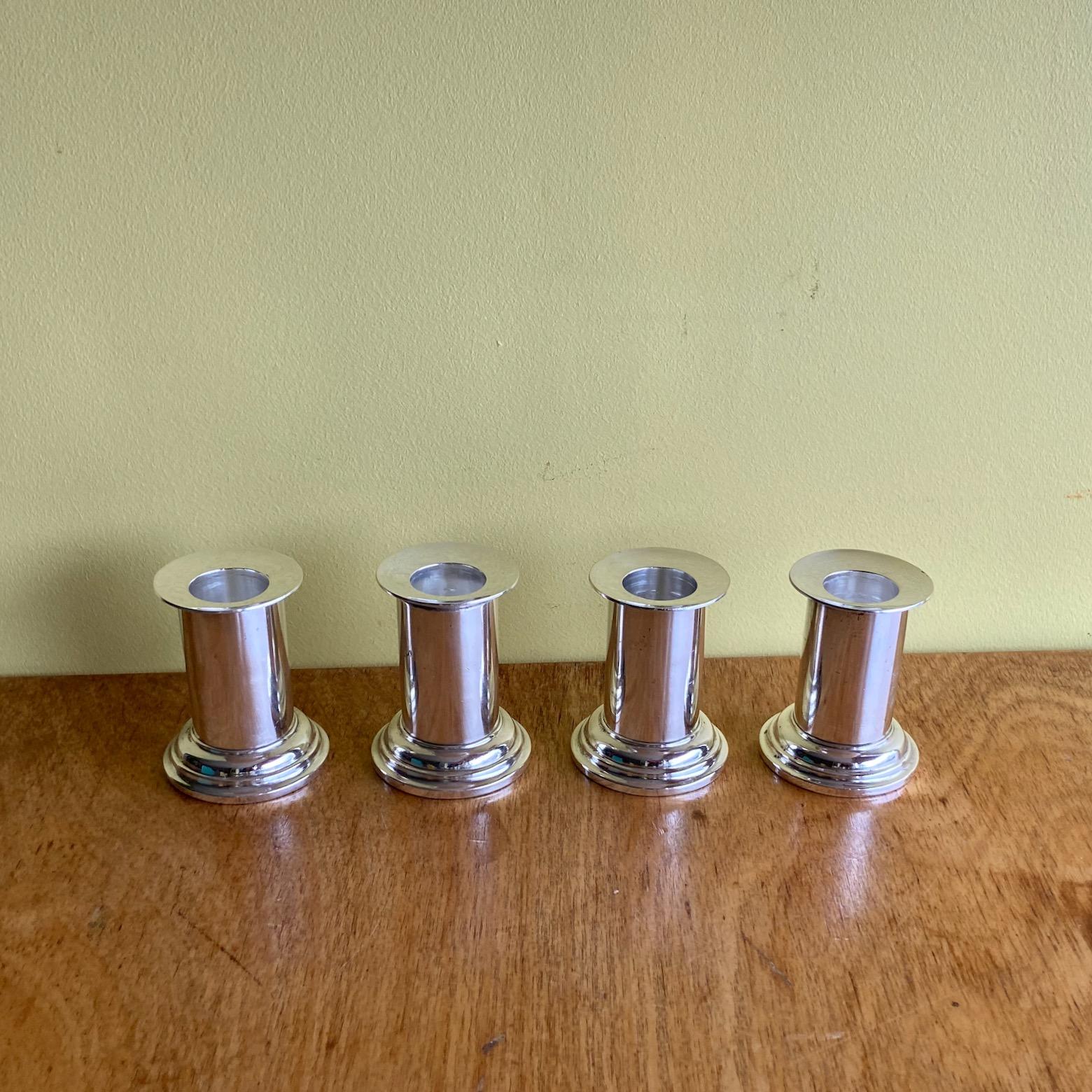 Italian A set of 4 small silver plated candlesticks, A. Krupp Milano, att. to Gio Ponti