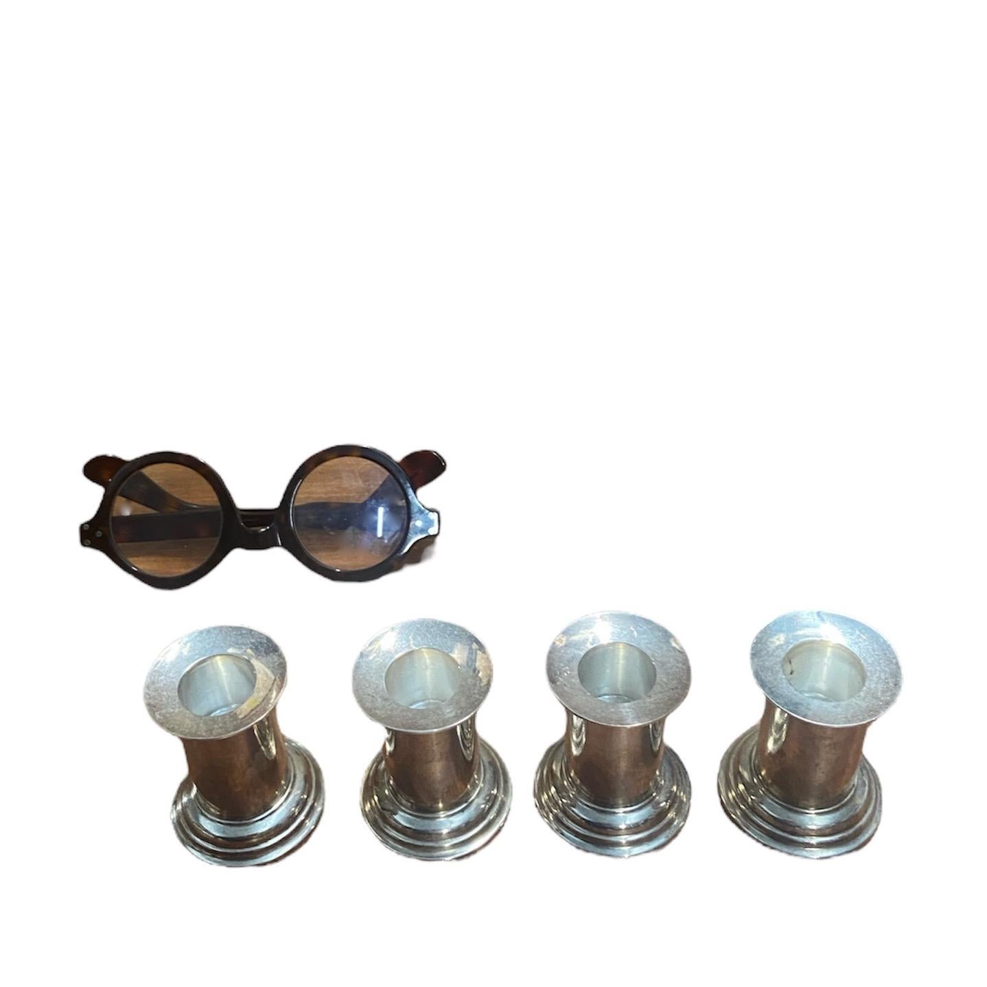Mid-Century Modern A set of 4 small silver plated candlesticks, A. Krupp Milano, att. to Gio Ponti