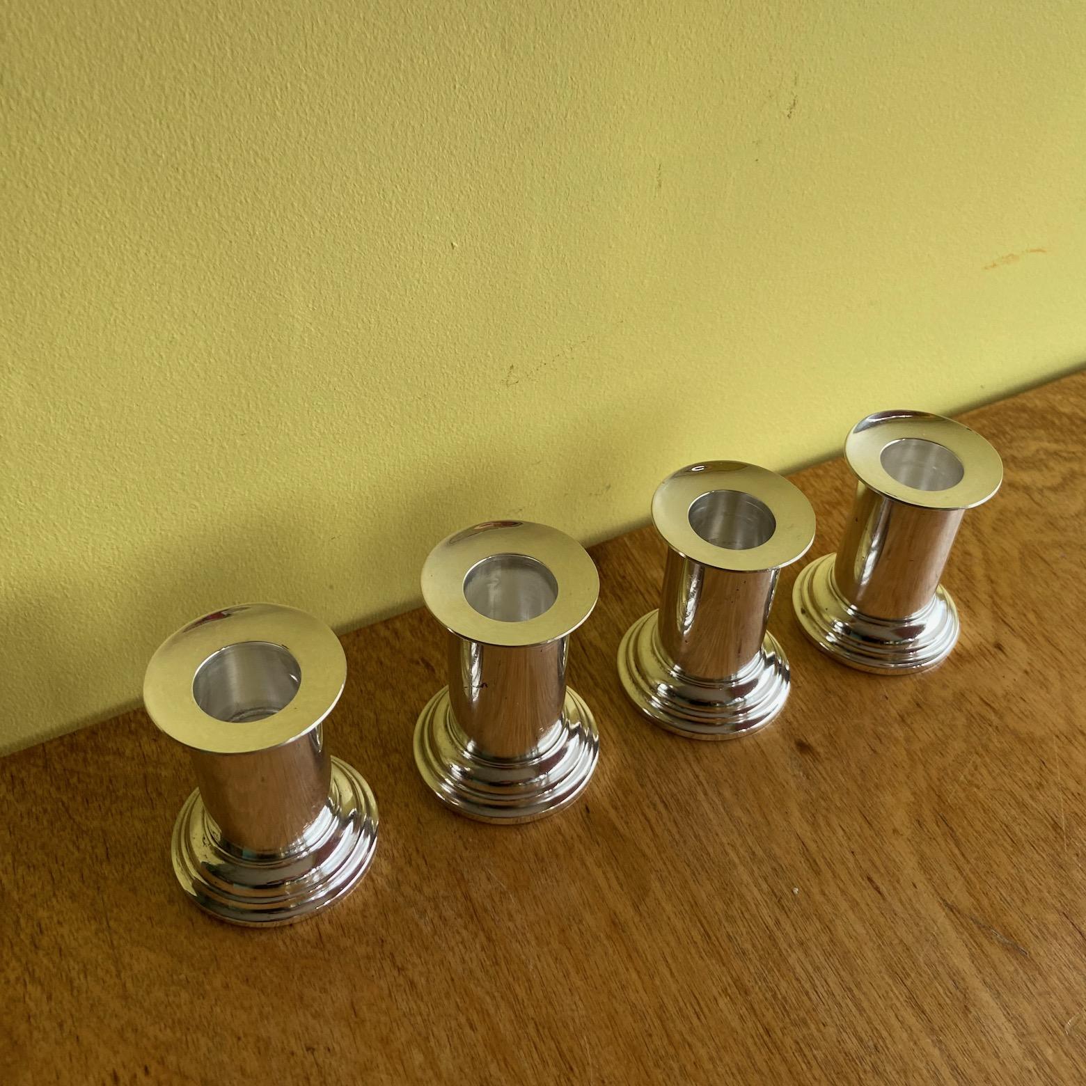 A set of 4 small silver plated candlesticks, A. Krupp Milano, att. to Gio Ponti In Good Condition In London, Fitzrovia
