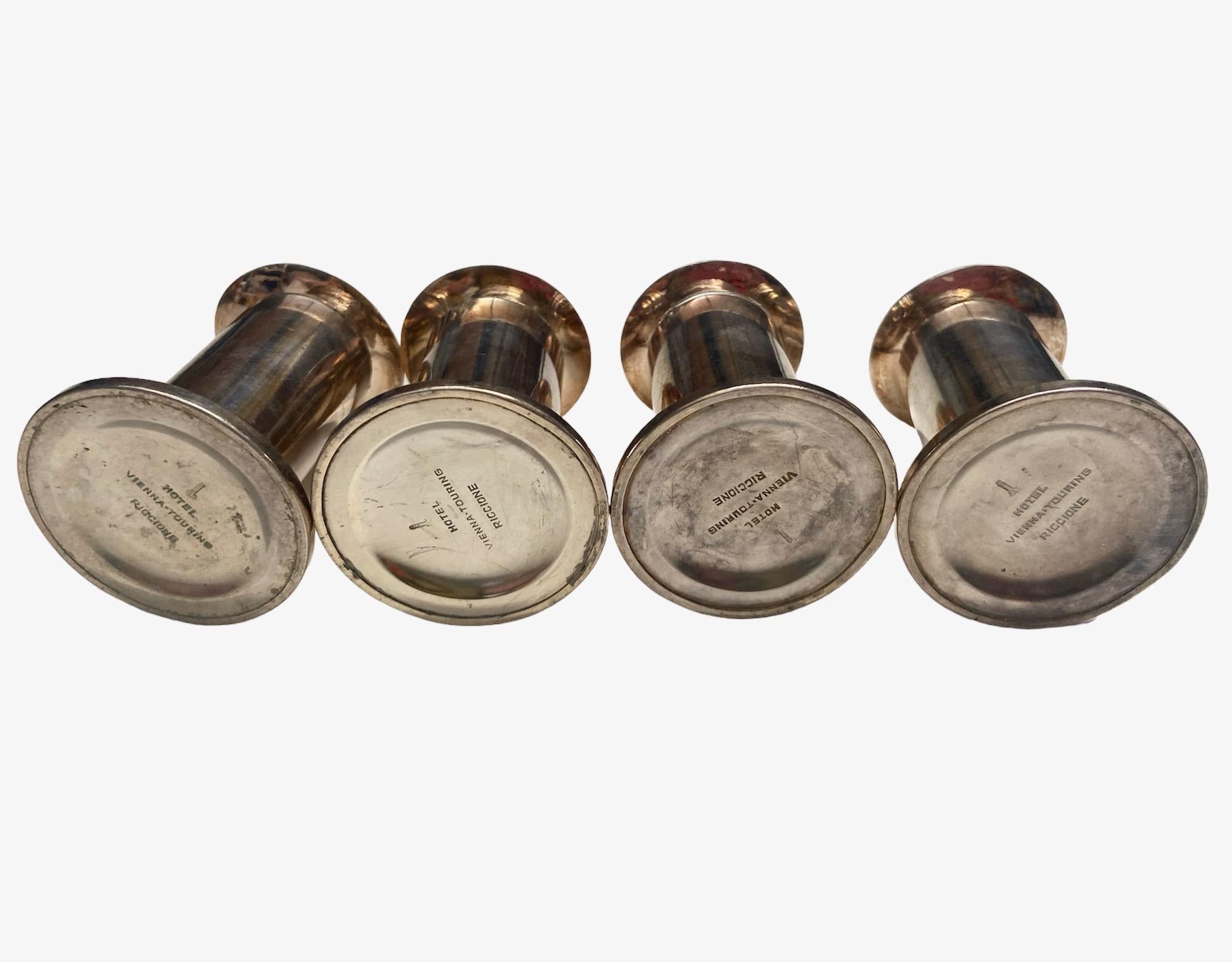20th Century A set of 4 small silver plated candlesticks, A. Krupp Milano, att. to Gio Ponti