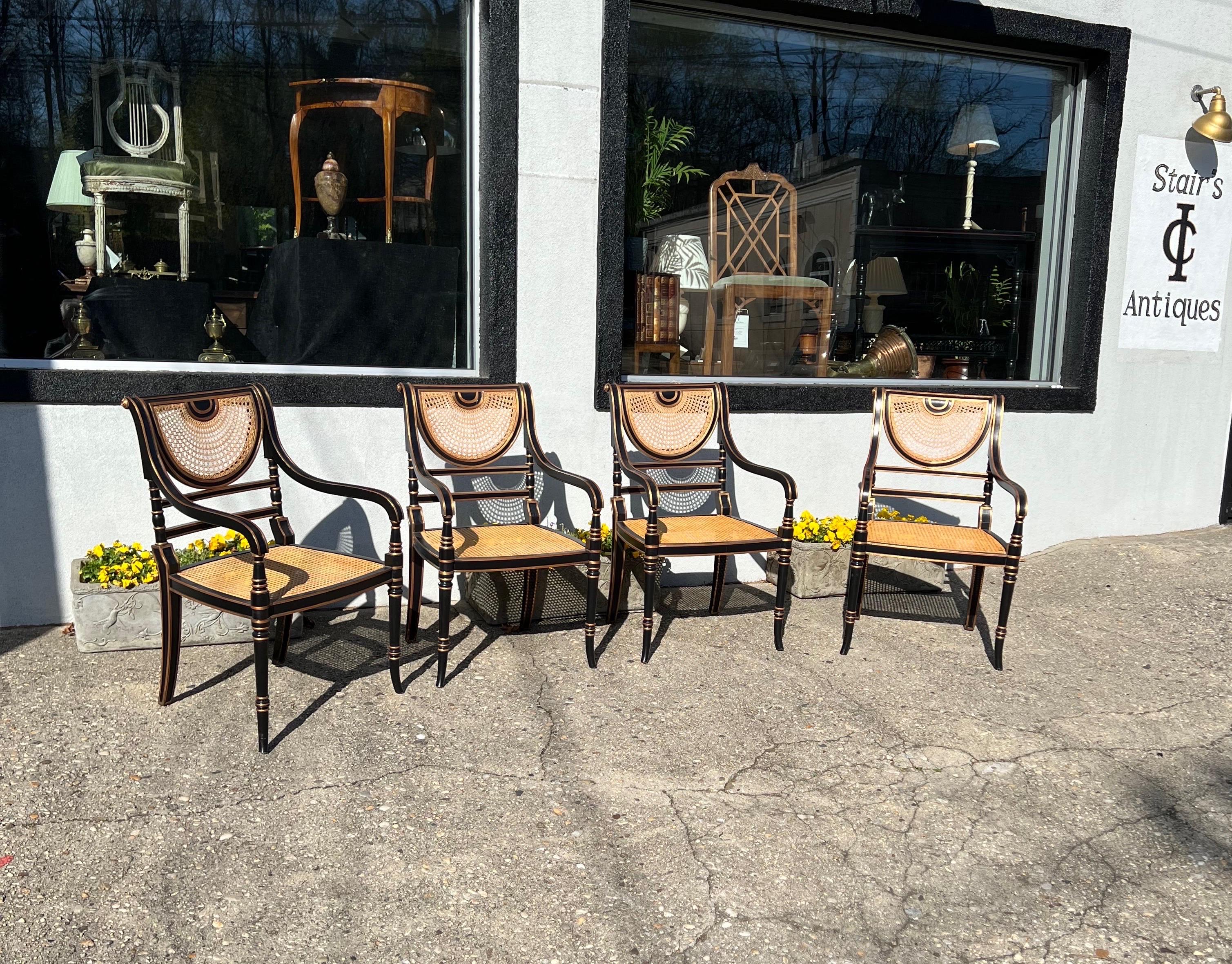 Un set di 4 poltrone con canne di Smith & Watson in stile Regency in vendita 2