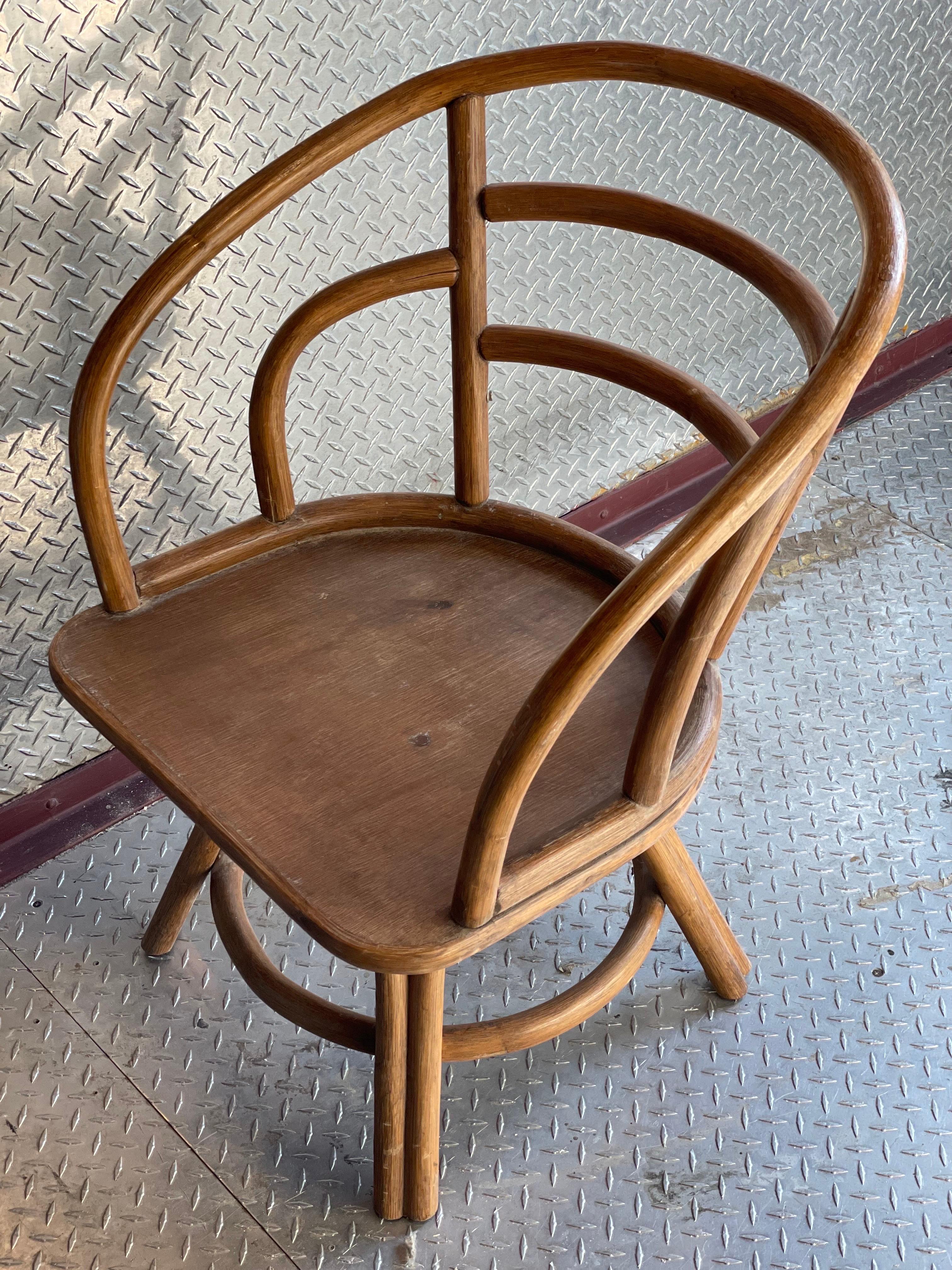 Sets of 4 Solid Bamboo French Bistro Inspired Swivel Dining Chairs 8