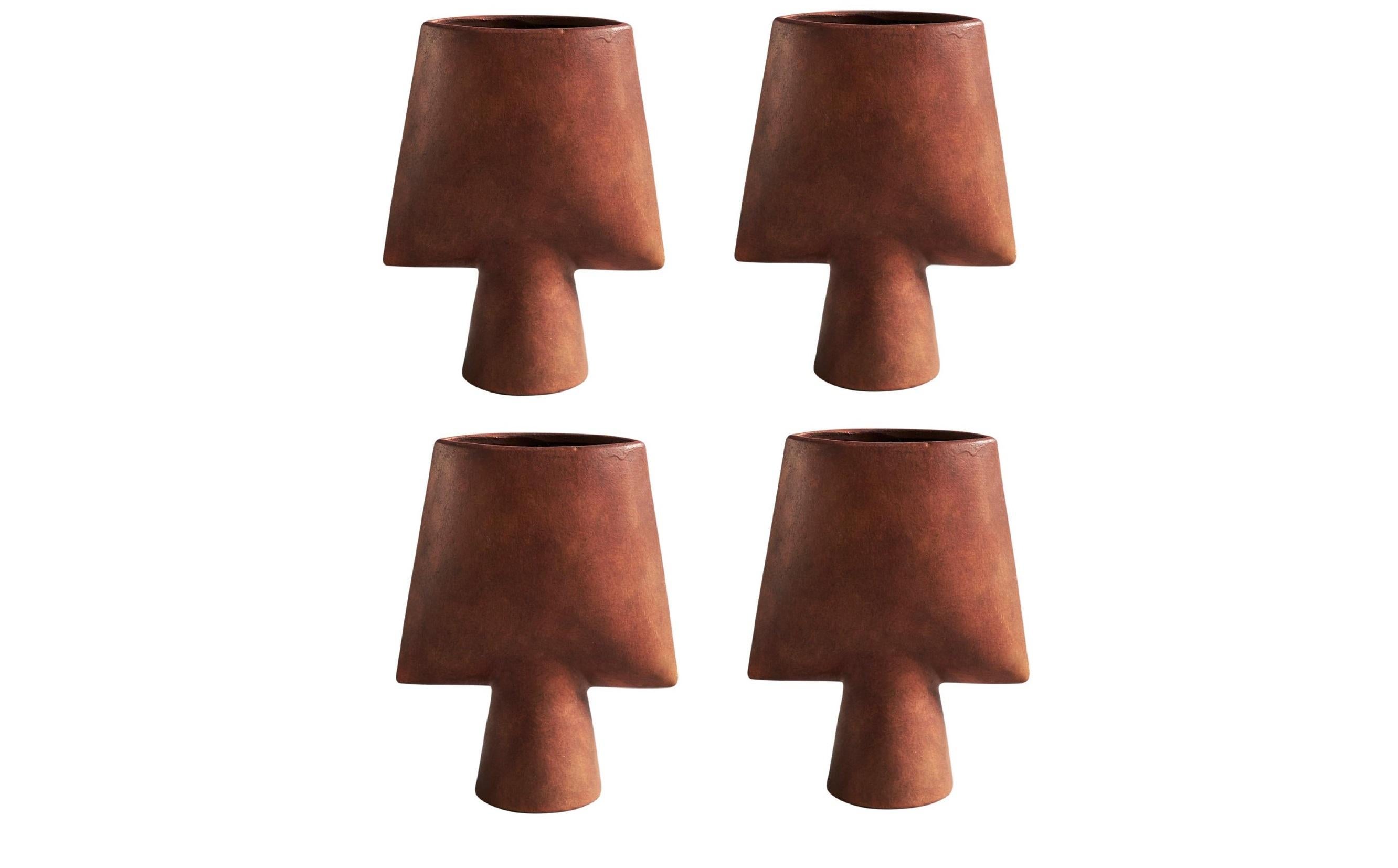 A Set of 4 Terracotta Mini Sphere Vase Square by 101 Copenhagen For Sale 4