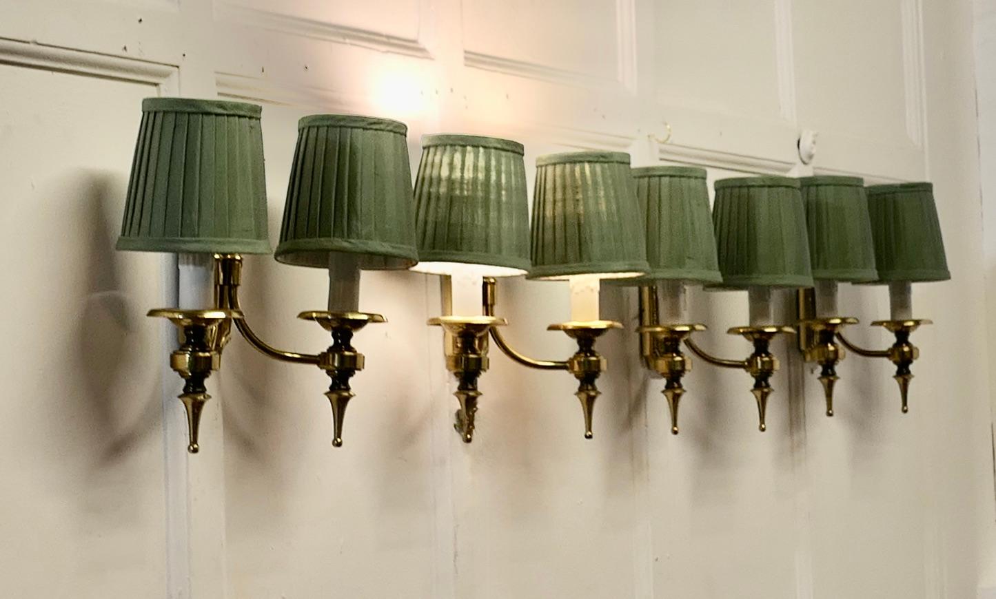 Adam Style A Set of 4 Twin Wall Lights  A very handsome set of 4 double wall lights  For Sale