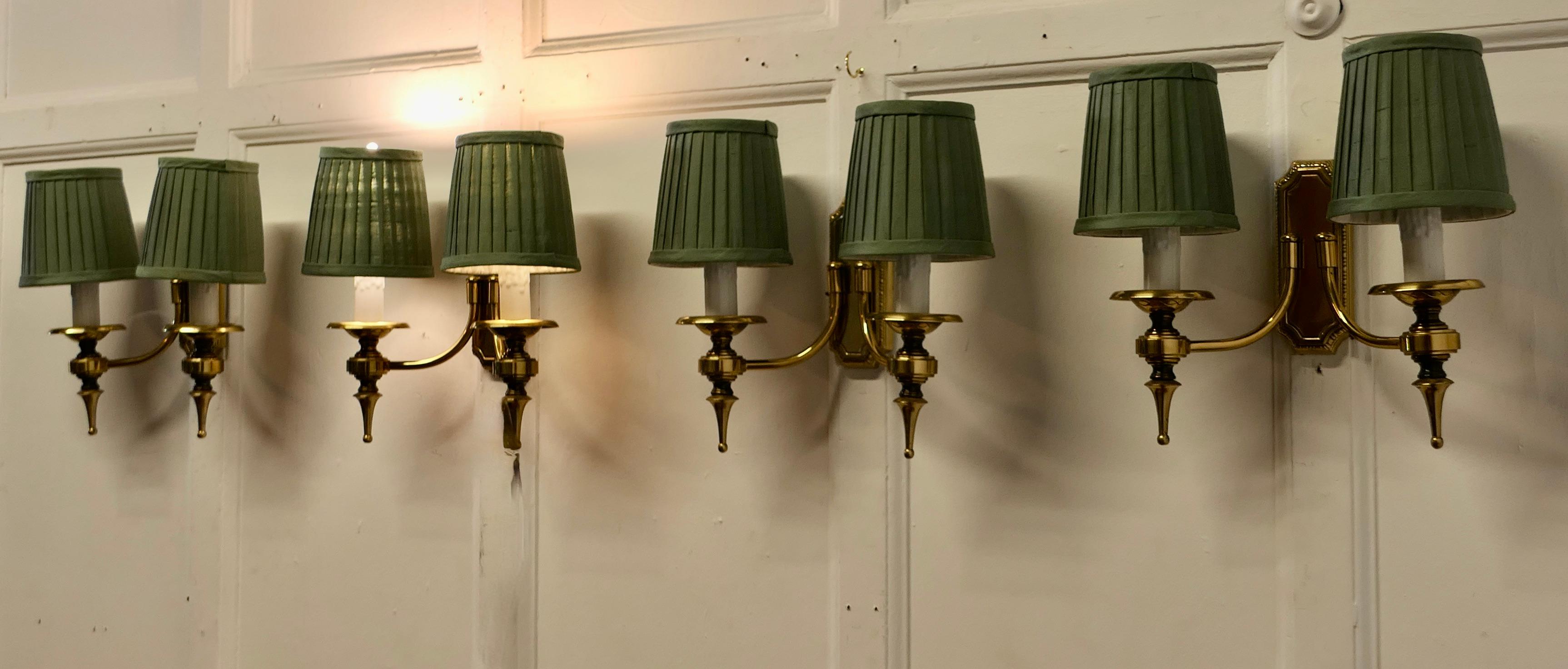 A Set of 4 Twin Wall Lights  A very handsome set of 4 double wall lights  For Sale 2