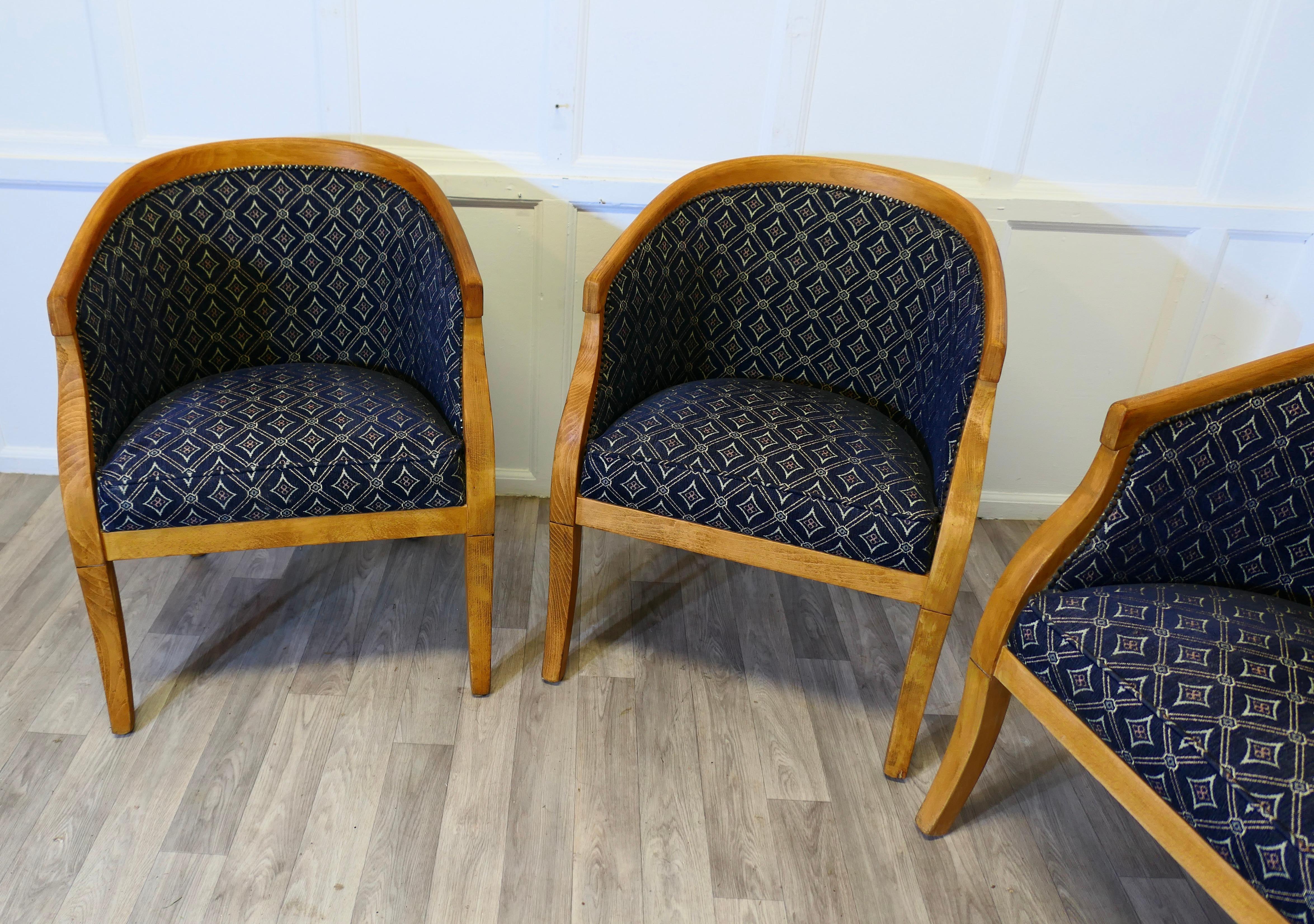 Mid-Century Modern A Set of 4 Upholstered Tub Chairs For Sale