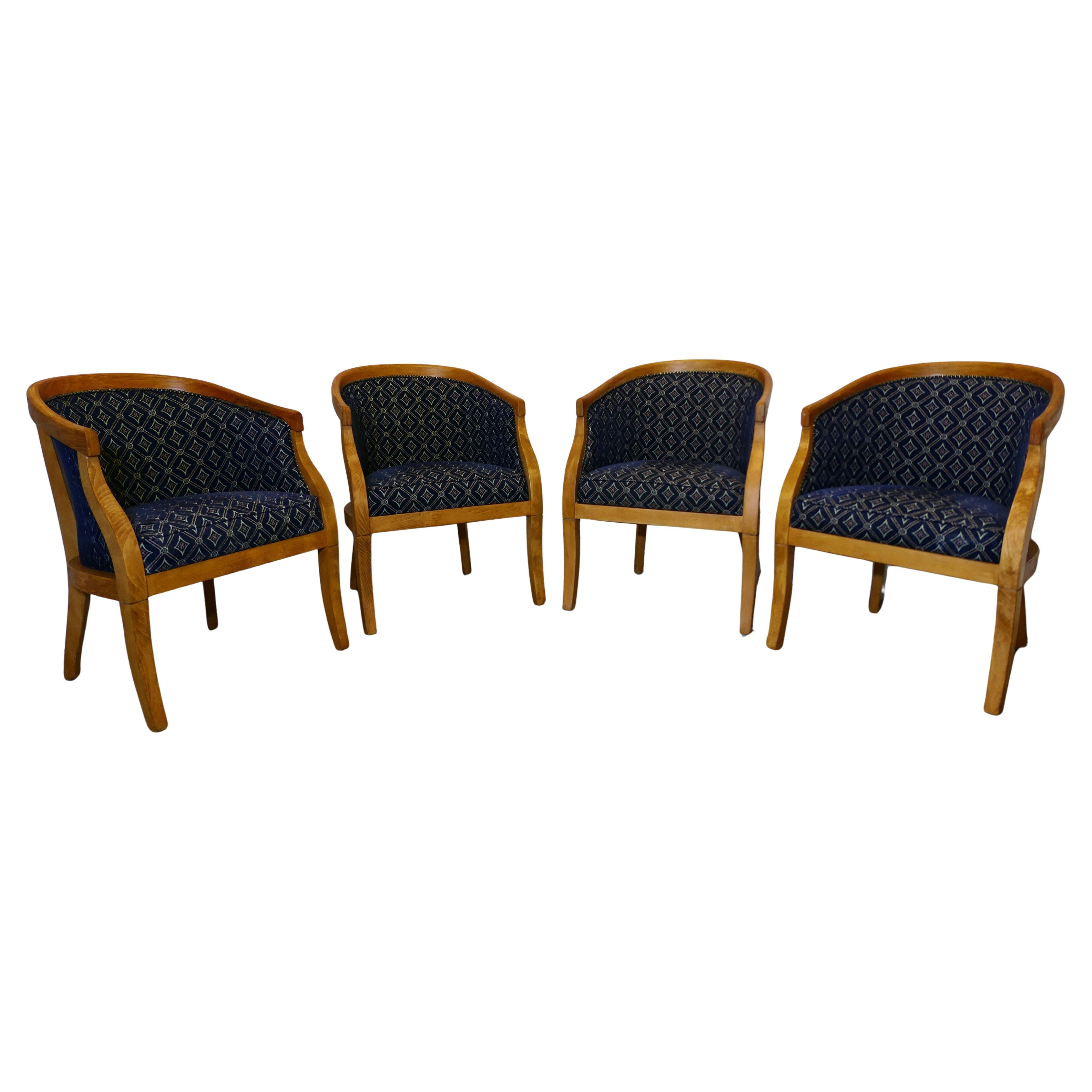 A Set of 4 Upholstered Tub Chairs For Sale