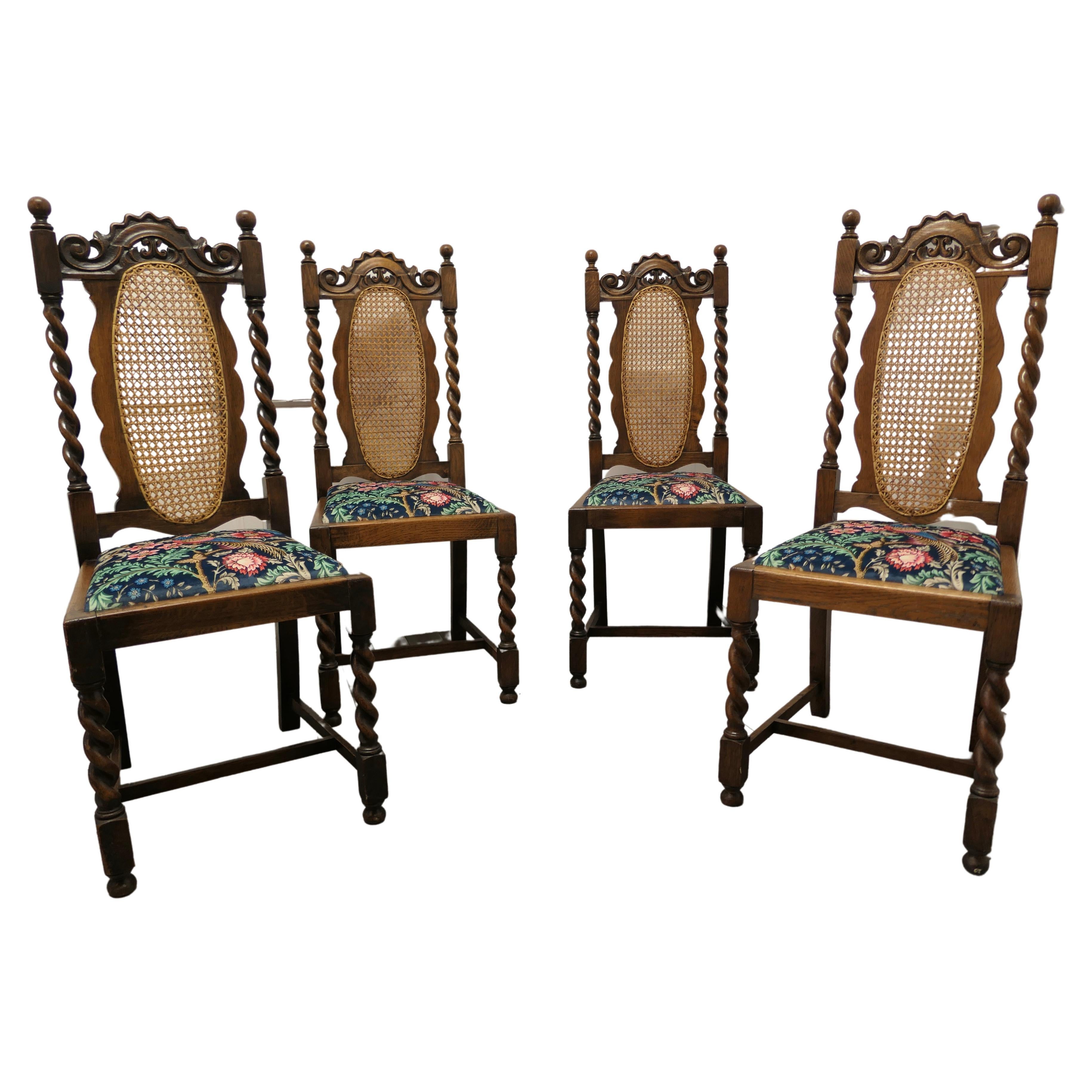 Set of 4 Victorian Barley Twist Oak Dining Chairs