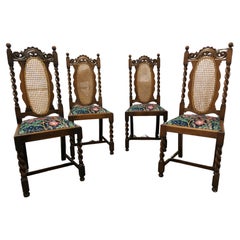 Antique A Set of 4 Victorian Barley Twist Oak Dining Chairs     This is a lovely set