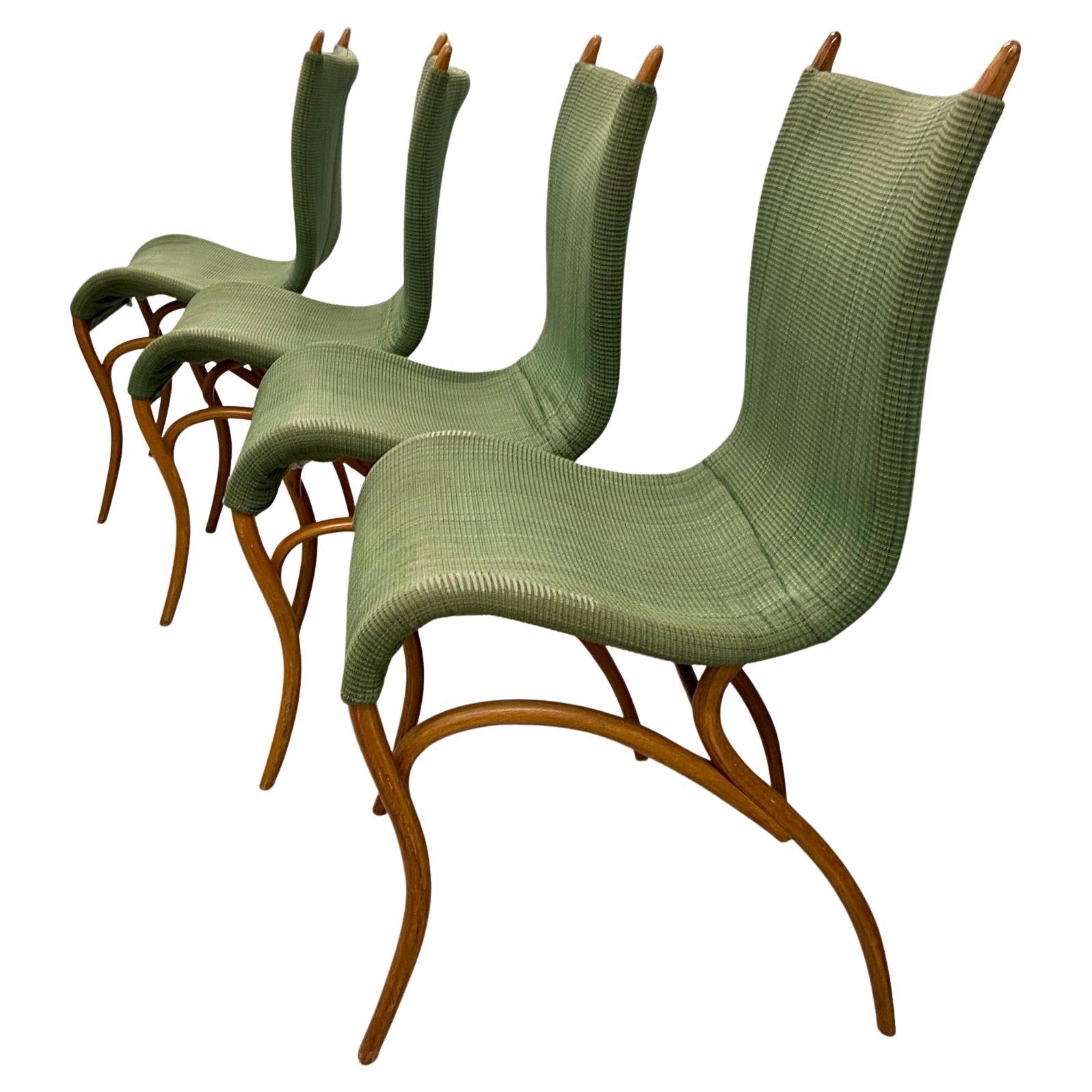 set of 4 Vintage Bentwood Upholstered Dining Chairs, light and comfortable For Sale 3