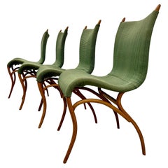 Ensemble de 4 chaises de salle à manger vintage tapissées en bois cintré, légères et confortables