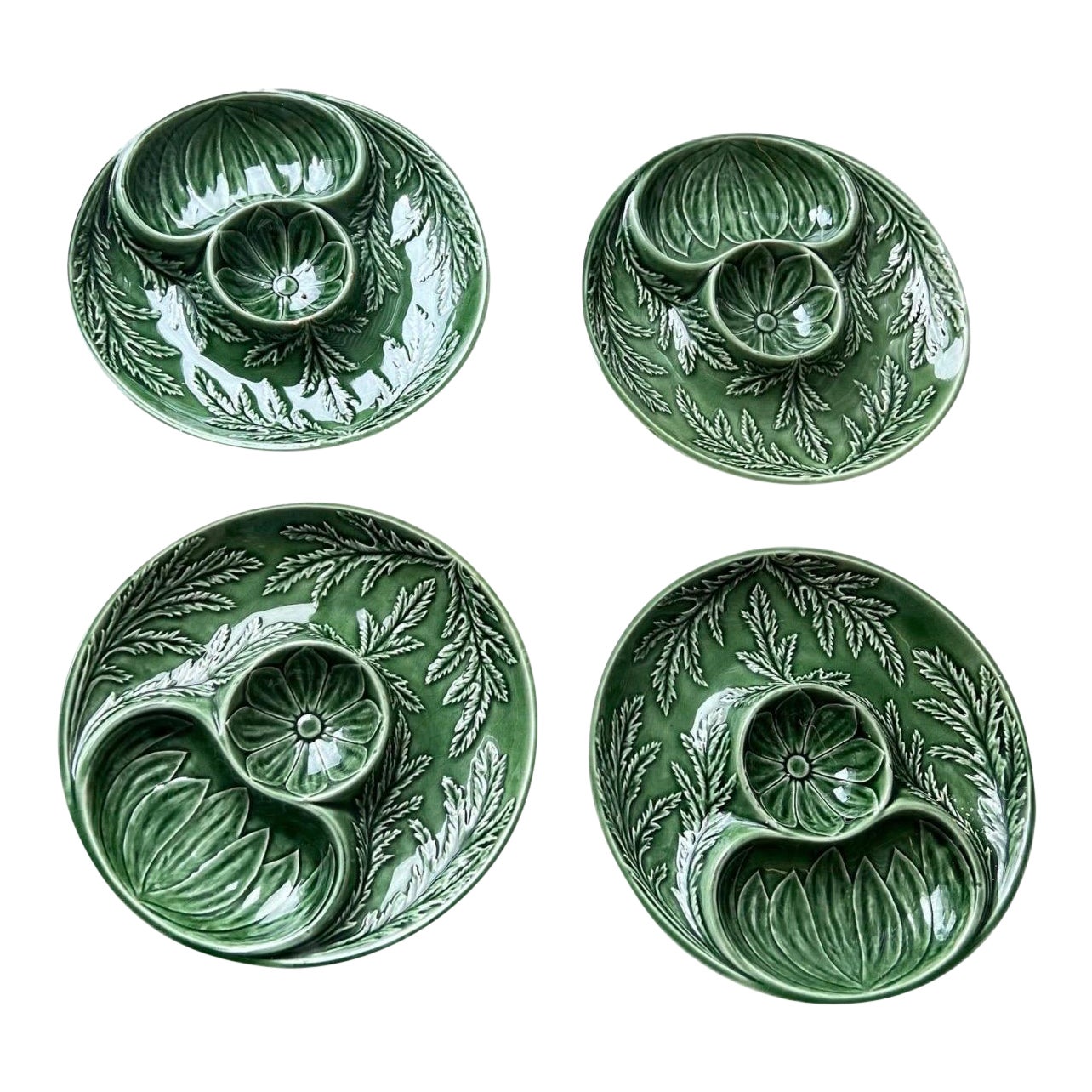 A set of 4 Vintage Bordallo Pinheiro Majolica Artichoke Plates