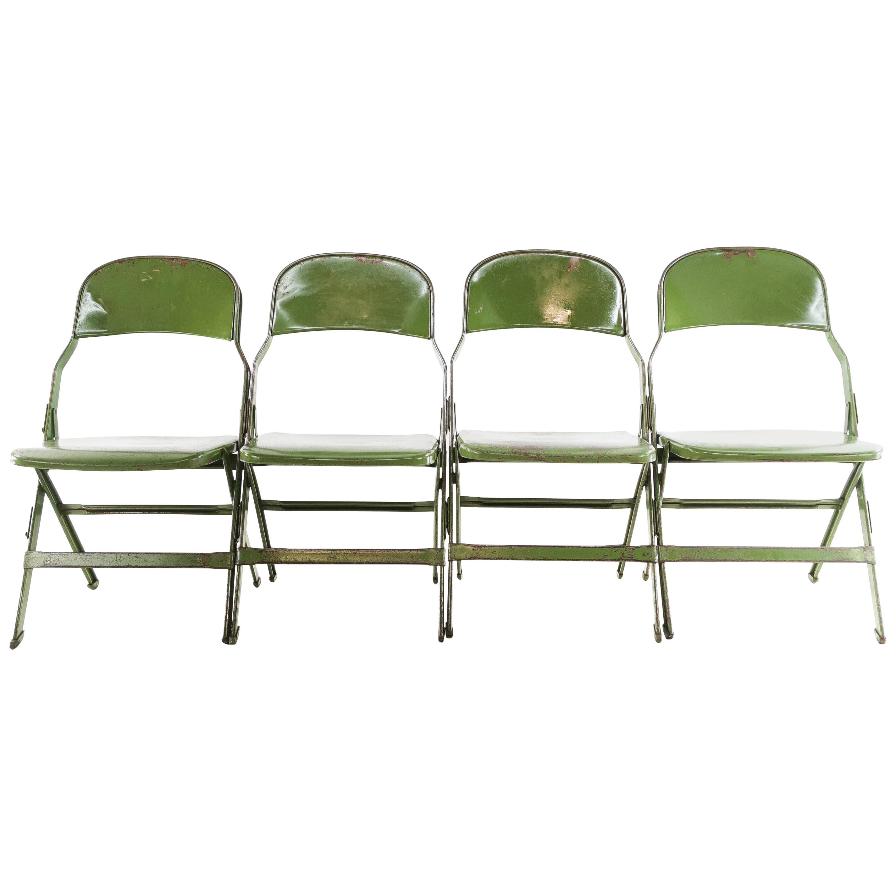 Set of 4 Vintage Clarin Corp Military Army Folding Chairs, Midcentury