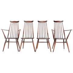 Set of 4 Vintage Ercol Elm and Beech Goldsmith Dining Chairs Midcentury