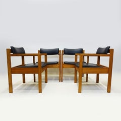 Set of 4 Vintage Smoked Oak Armchairs Attributed to Robert Heritage