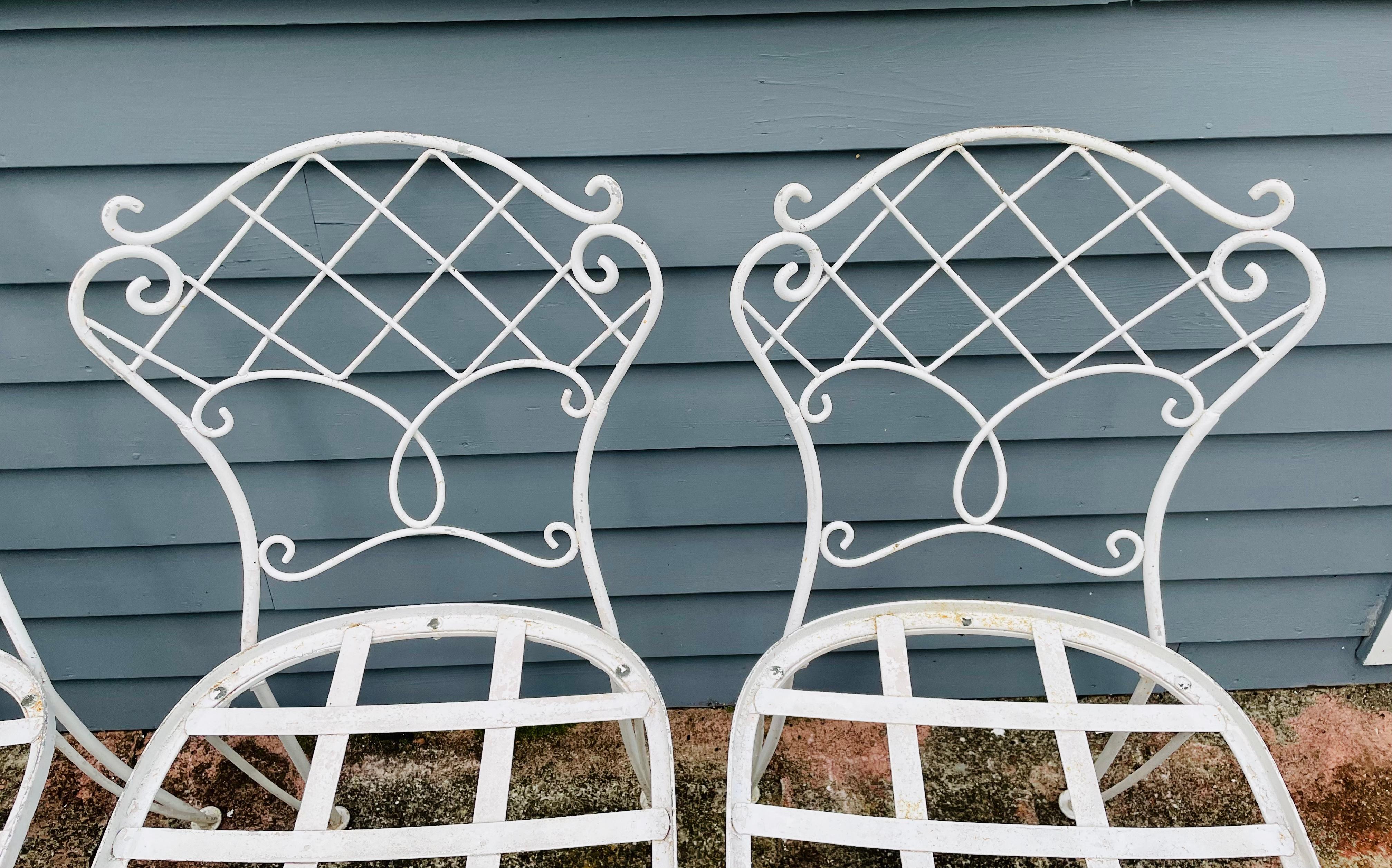 Set of 4 Vintage Wrought Iron Chairs For Sale 2