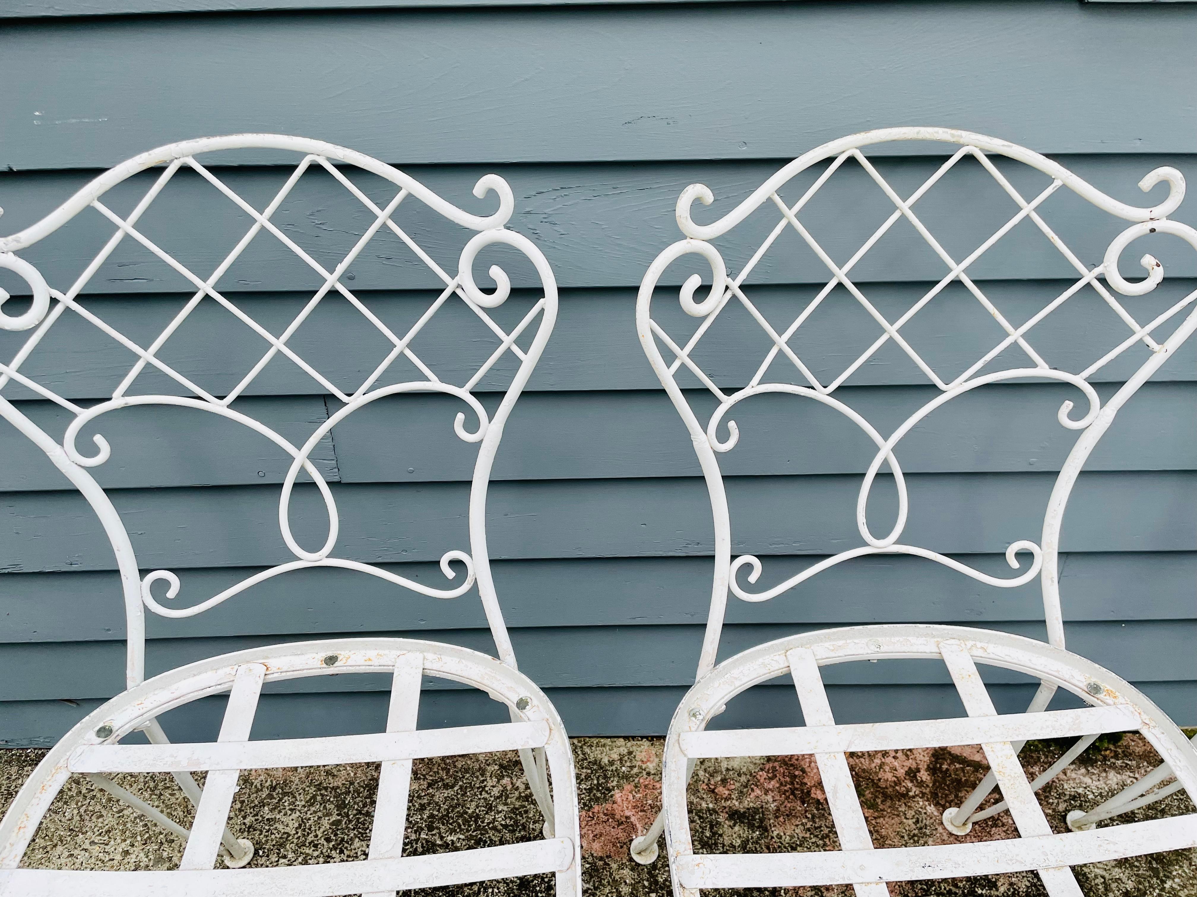 Set of 4 Vintage Wrought Iron Chairs For Sale 3