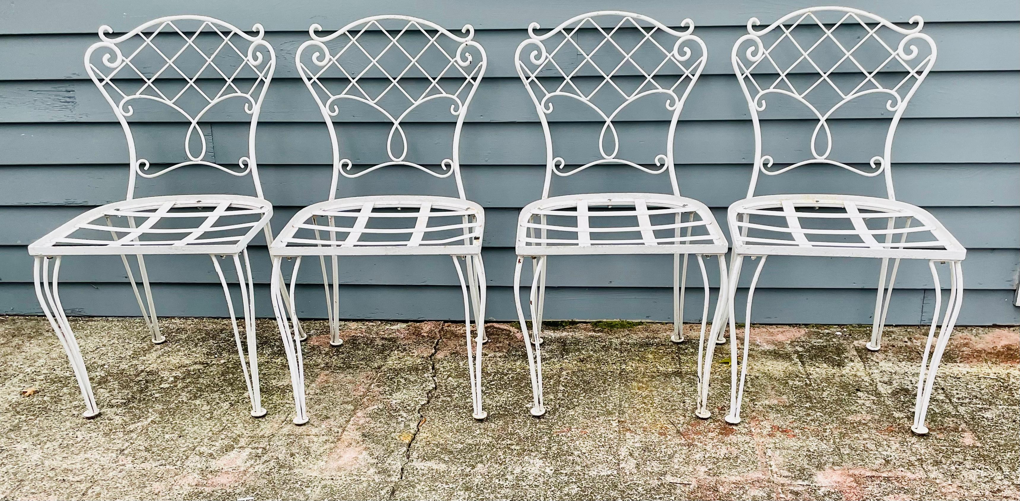 Set of 4 Vintage Wrought Iron Chairs For Sale 3