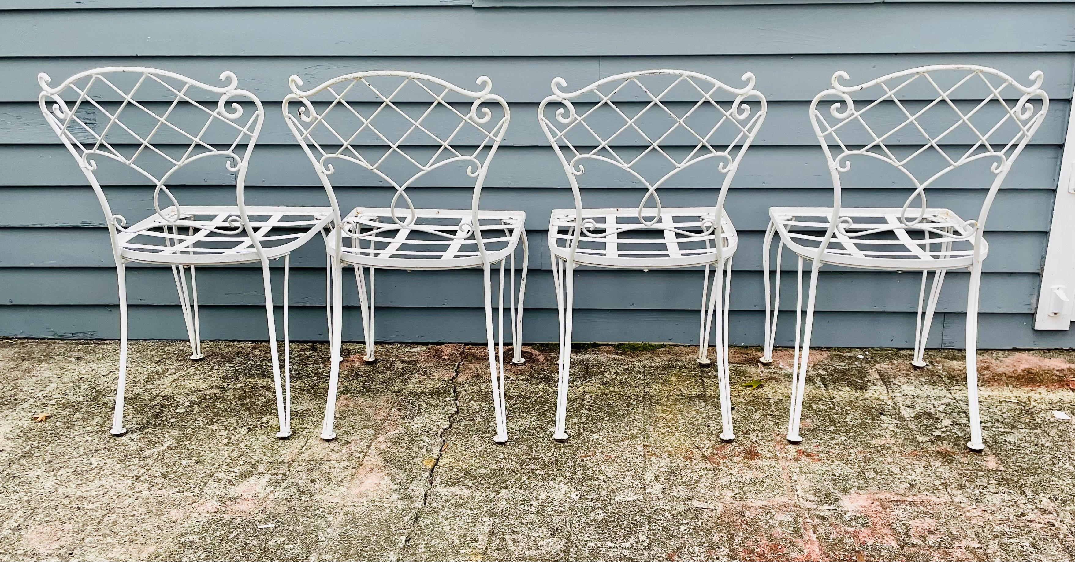 Ensemble de 4 chaises vintage en fer forgé en vente 7