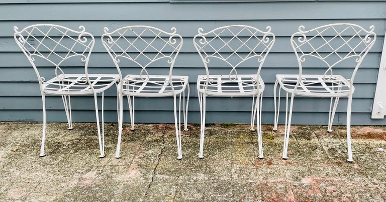 Set of 4 Vintage Wrought Iron Chairs For Sale 7