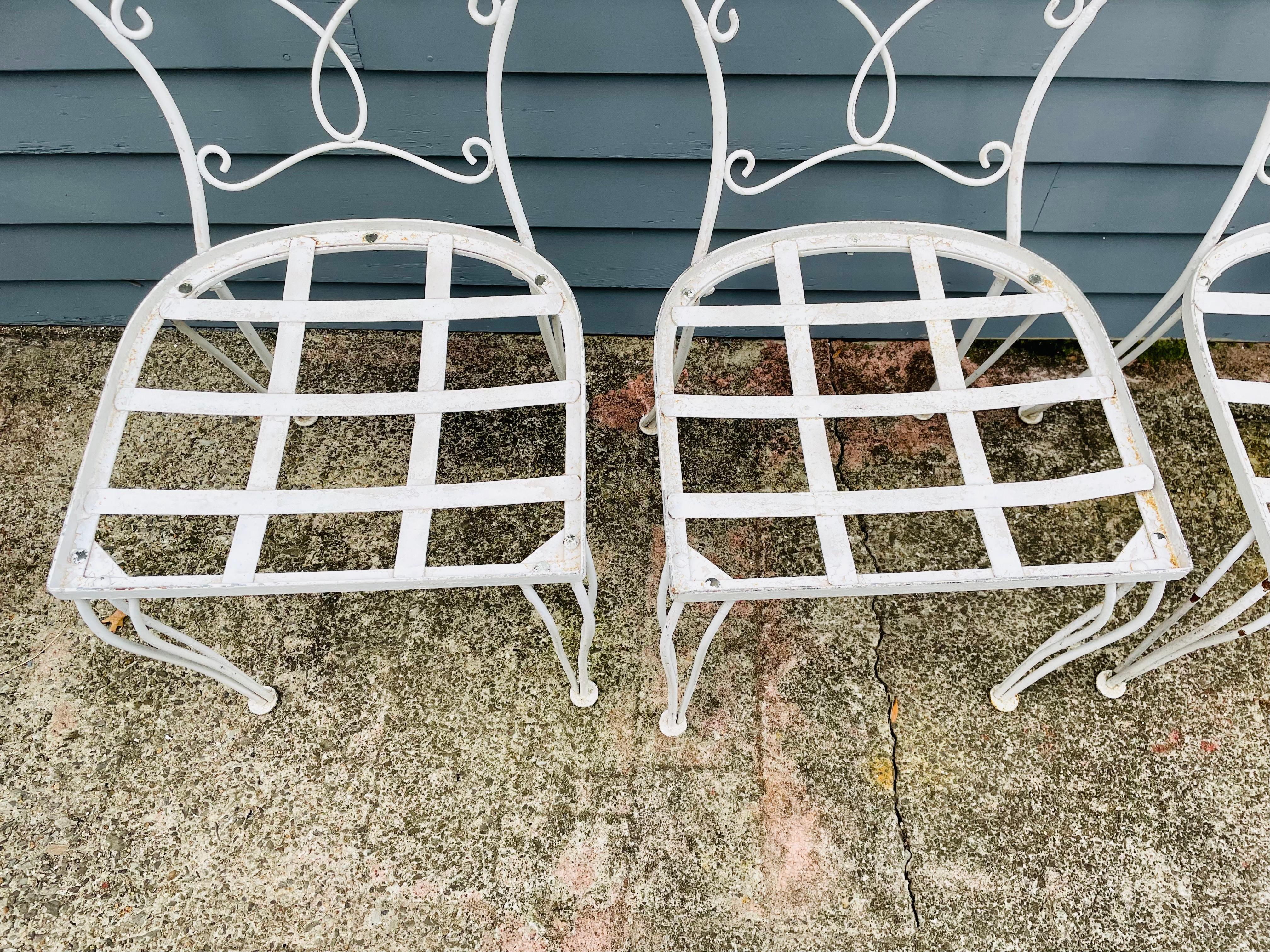 Set of 4 Vintage Wrought Iron Chairs For Sale 5