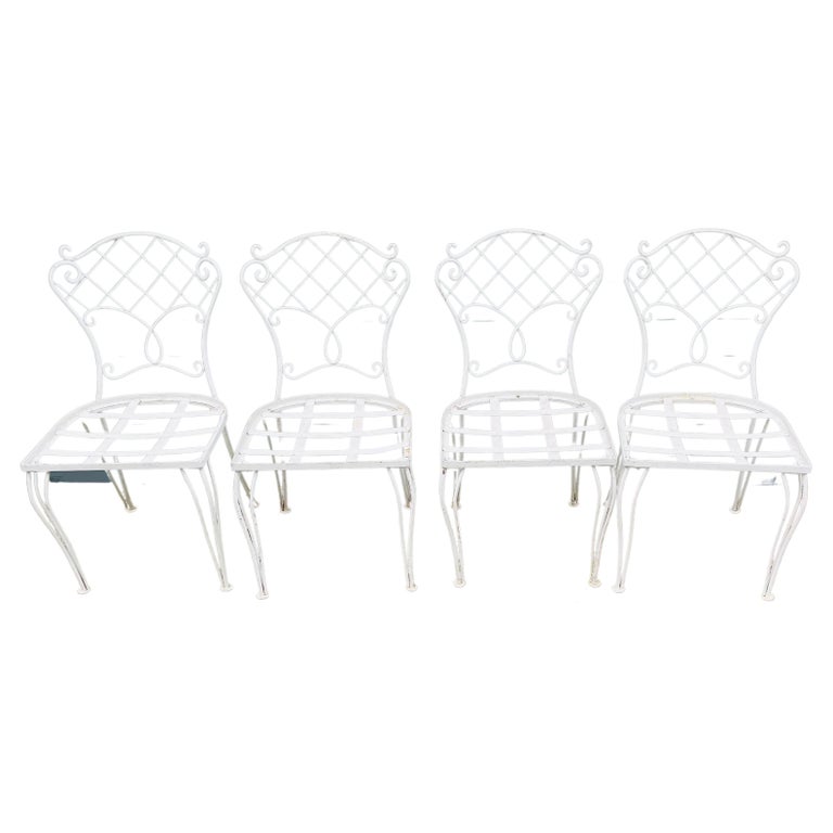 Set of 4 Vintage Wrought Iron Chairs For Sale at 1stDibs