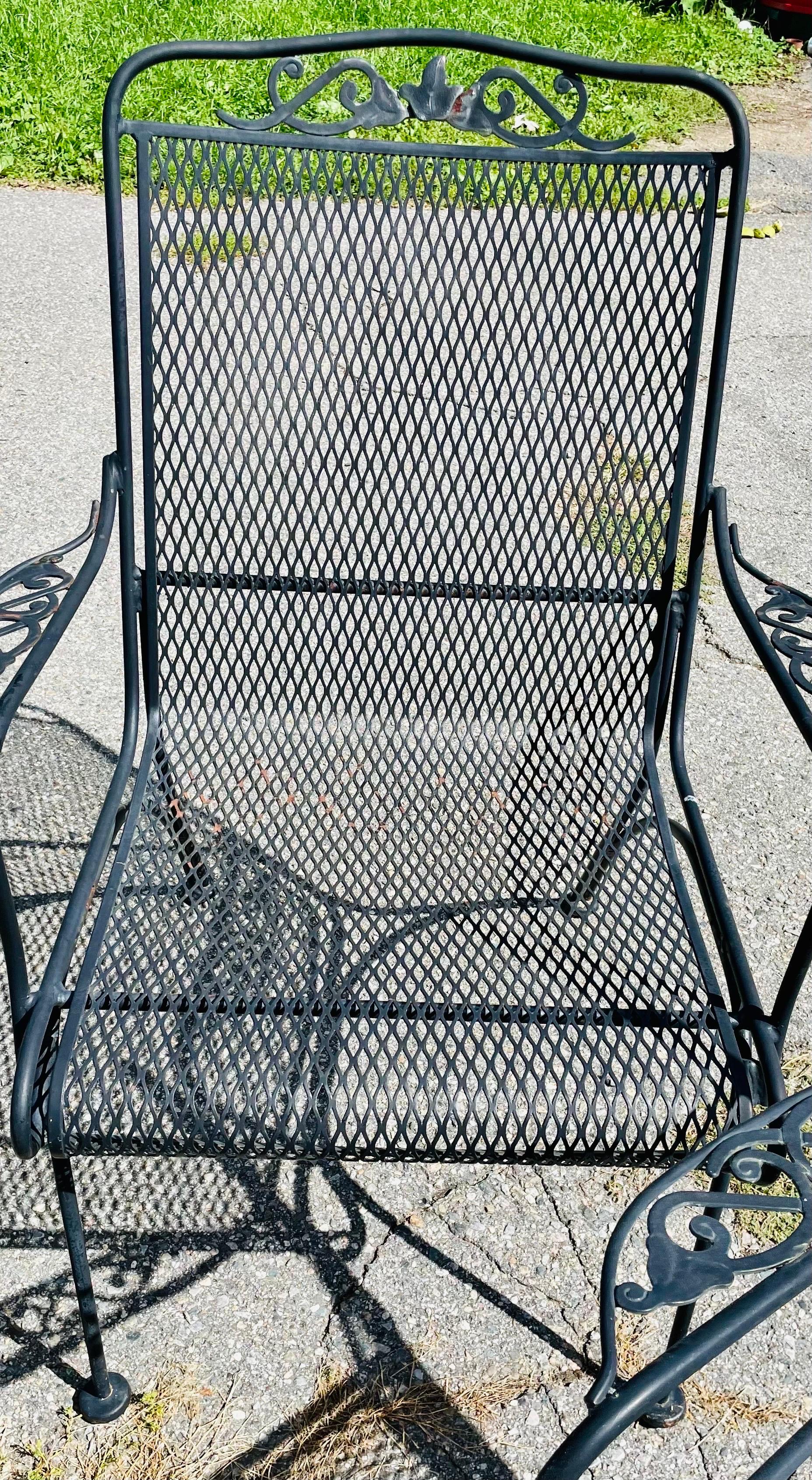 Set of 4 Vintage Wrought Iron Dining Chairs For Sale 2
