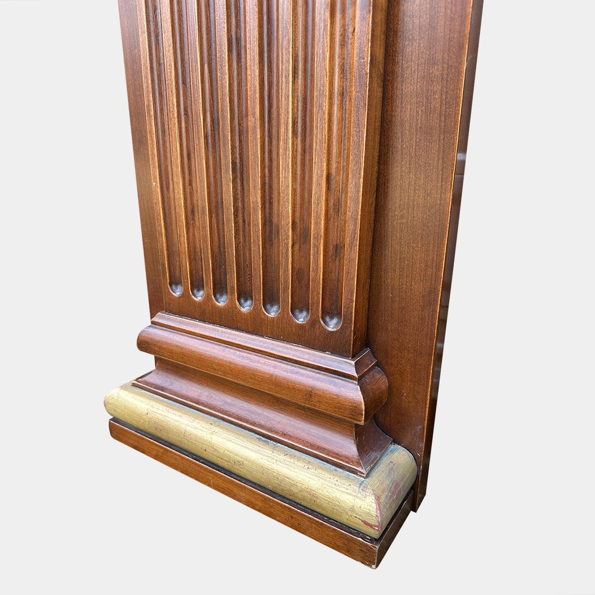 Neoclassical A Set Of 4 Walnut Italian Pilaster Columns With Gilt Carved Capitals  For Sale