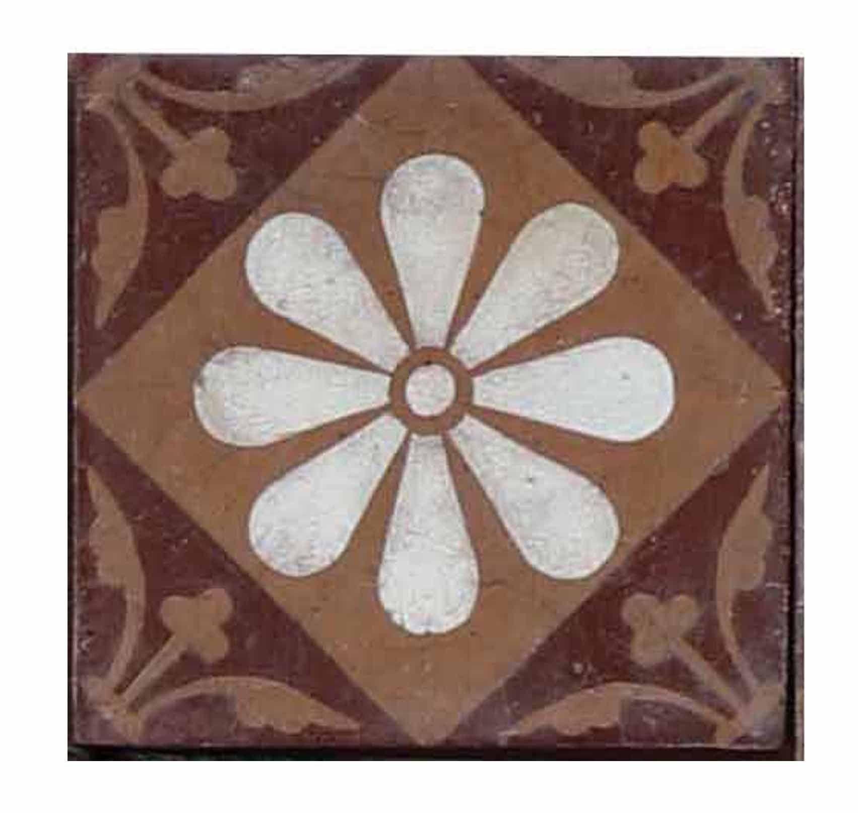An attractive set of 44 original antique ceramic patterned tiles, suitable for either a fireplace hearth or Splash-back. Overall size approximately 120 x 44 cm (47.24 x 17.32 inches).