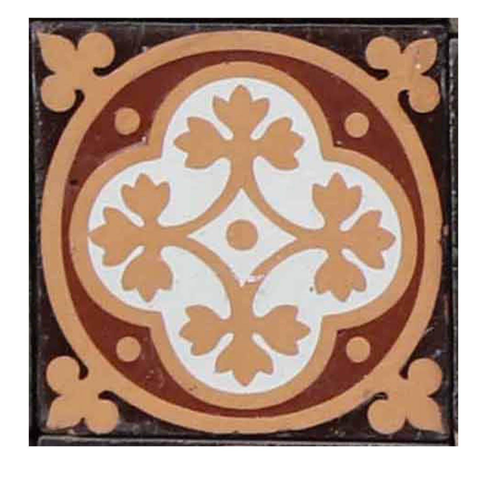 Victorian A Set of 44 Antique Glazed Ceramic Tiles For Sale