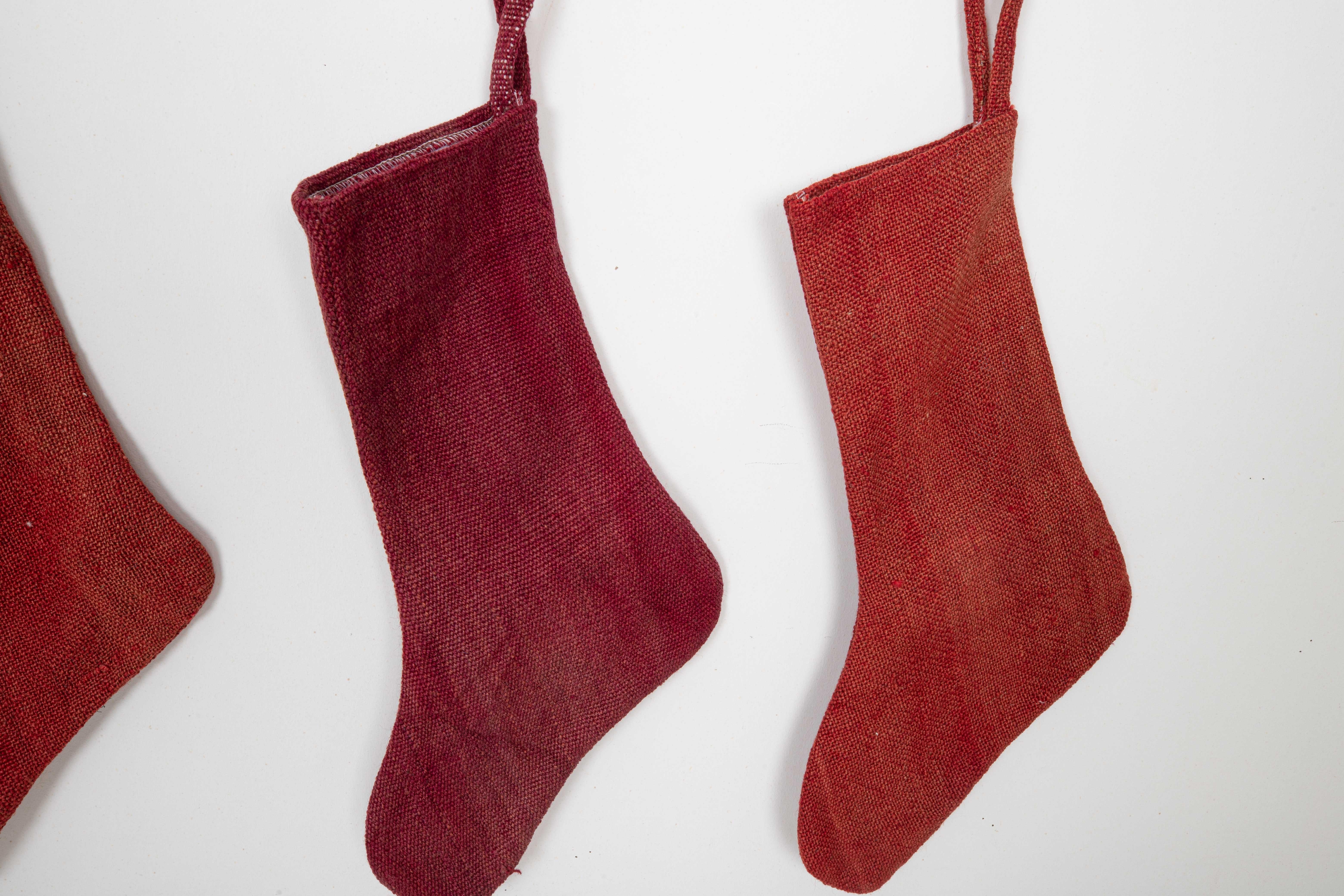 A set of 5 (five) Christmas Stocking Made from Anatolıan Perde Rug Fragments For Sale 2