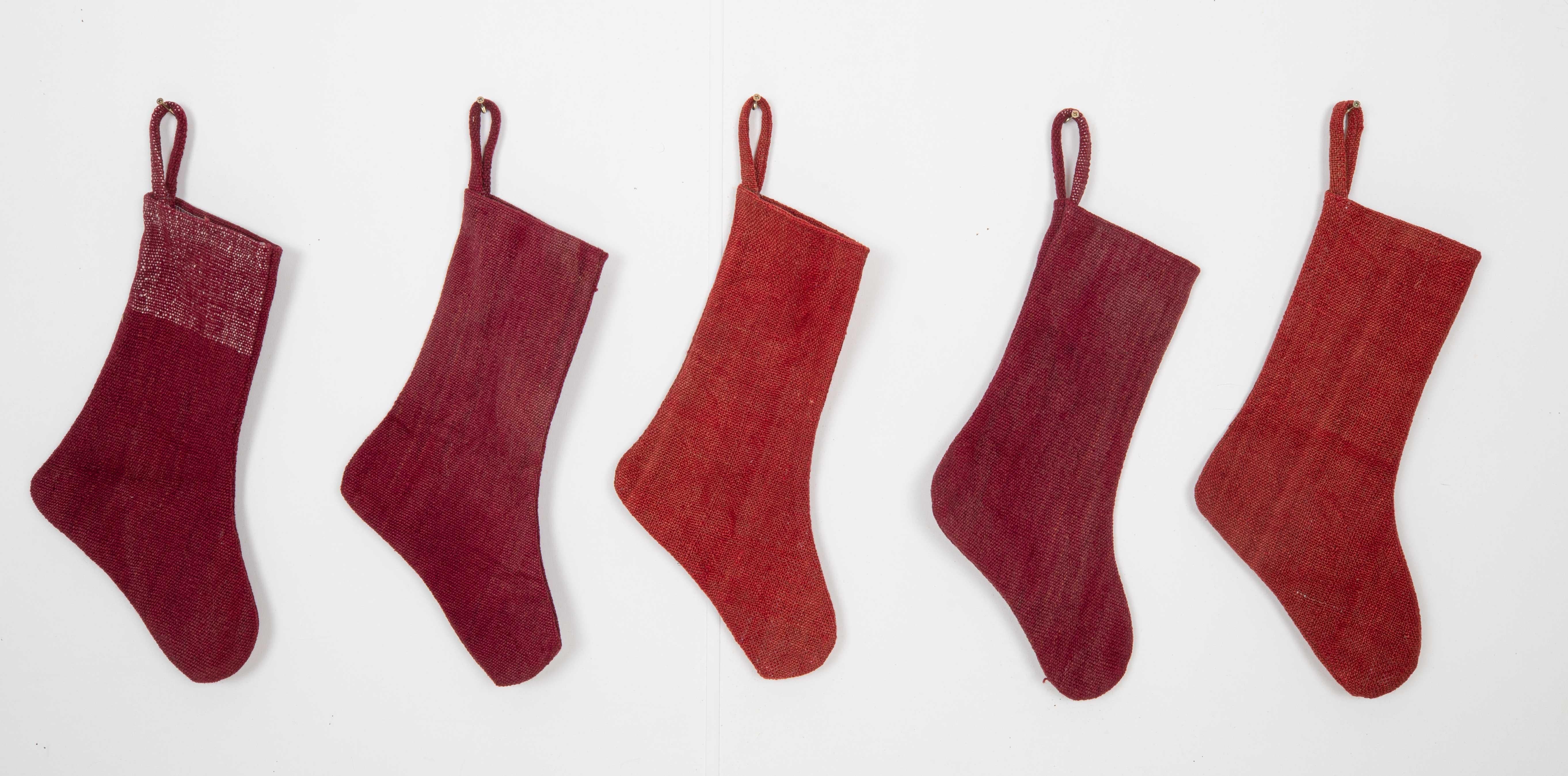 These Christmas Stockings were made from a late 19th or Early 20th C. Anatolıan Perde rug fragments.
Linen in the back.

Please note, these stockings were made from Anatolıan Perde rug fragments.


