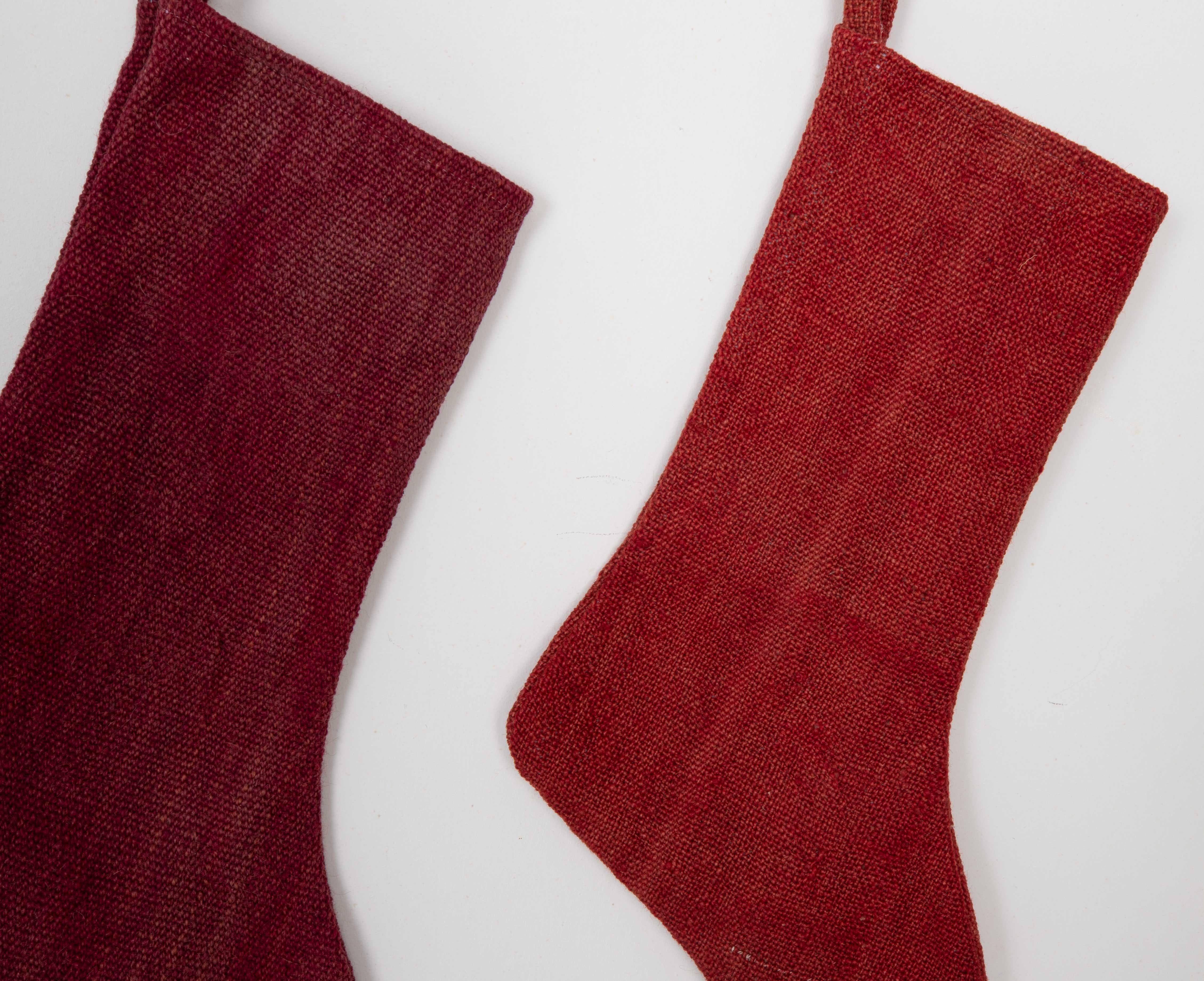 Hand-Woven A set of 5 (five) Christmas Stocking Made from Anatolıan Perde Rug Fragments For Sale