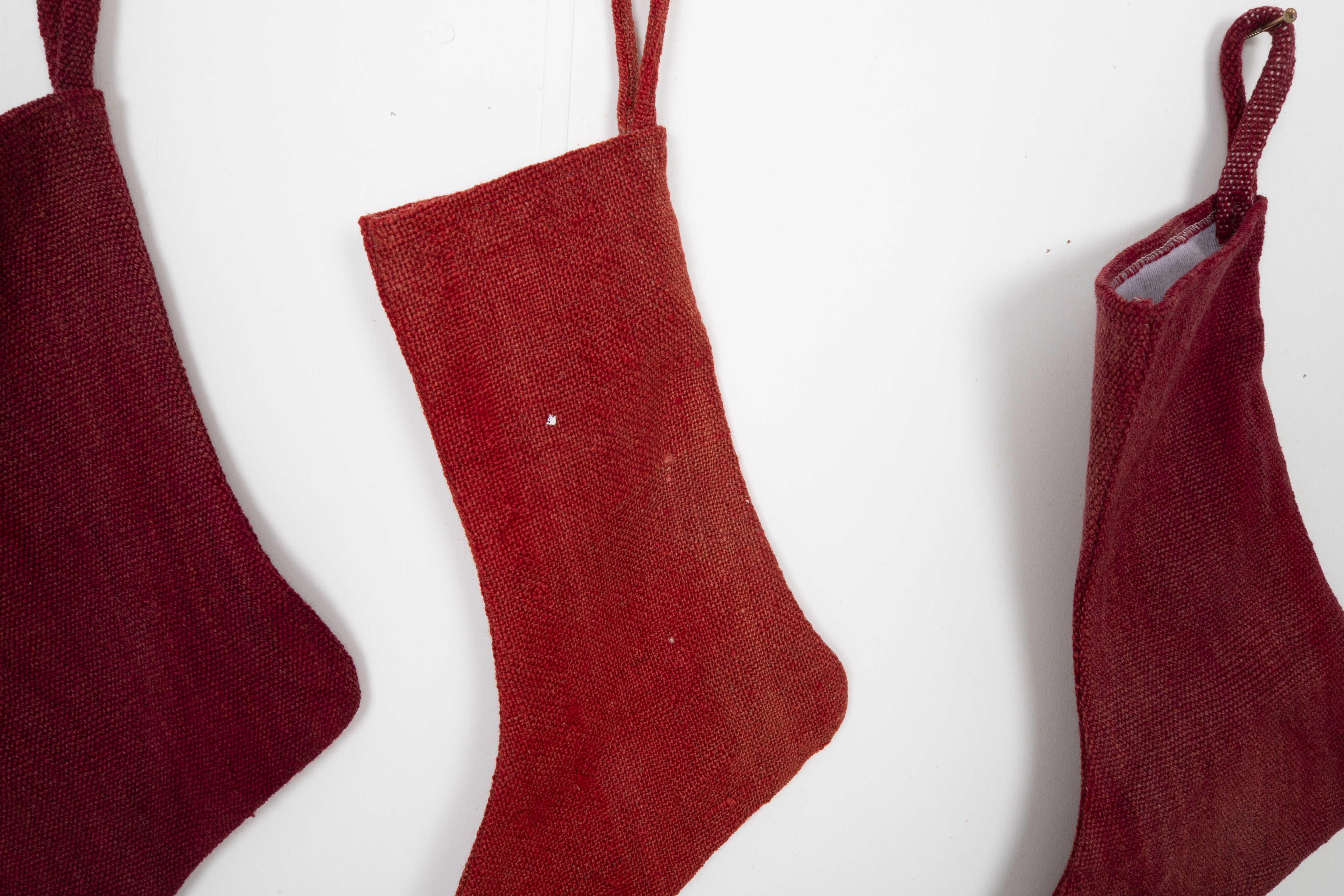 A set of 5 (five) Christmas Stocking Made from Anatolıan Perde Rug Fragments For Sale 1