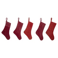 Retro A set of 5 (five) Christmas Stocking Made from Anatolıan Perde Rug Fragments