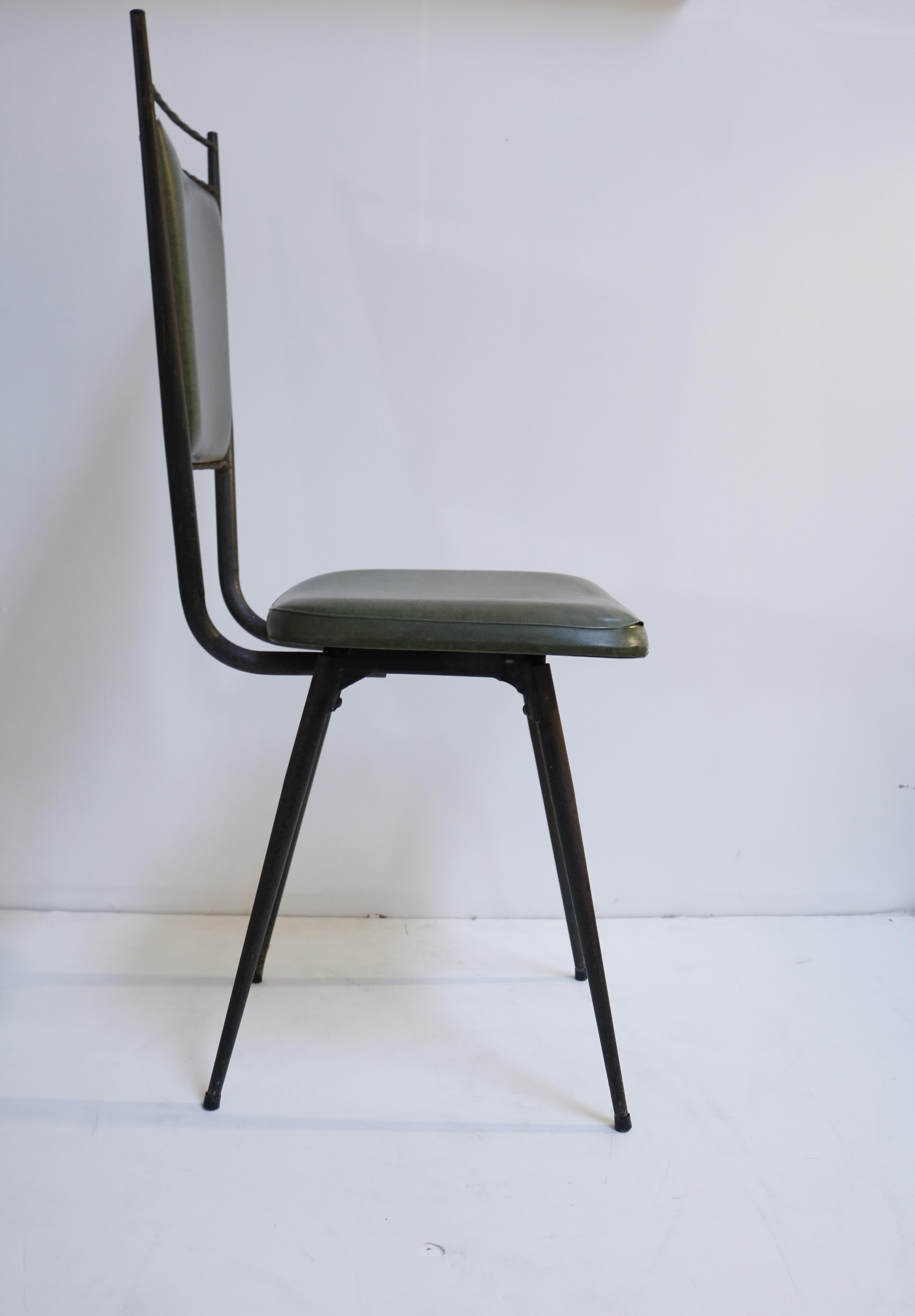 Mid-Century Modern Set of 5 French 1950s Wrought Iron Chairs
