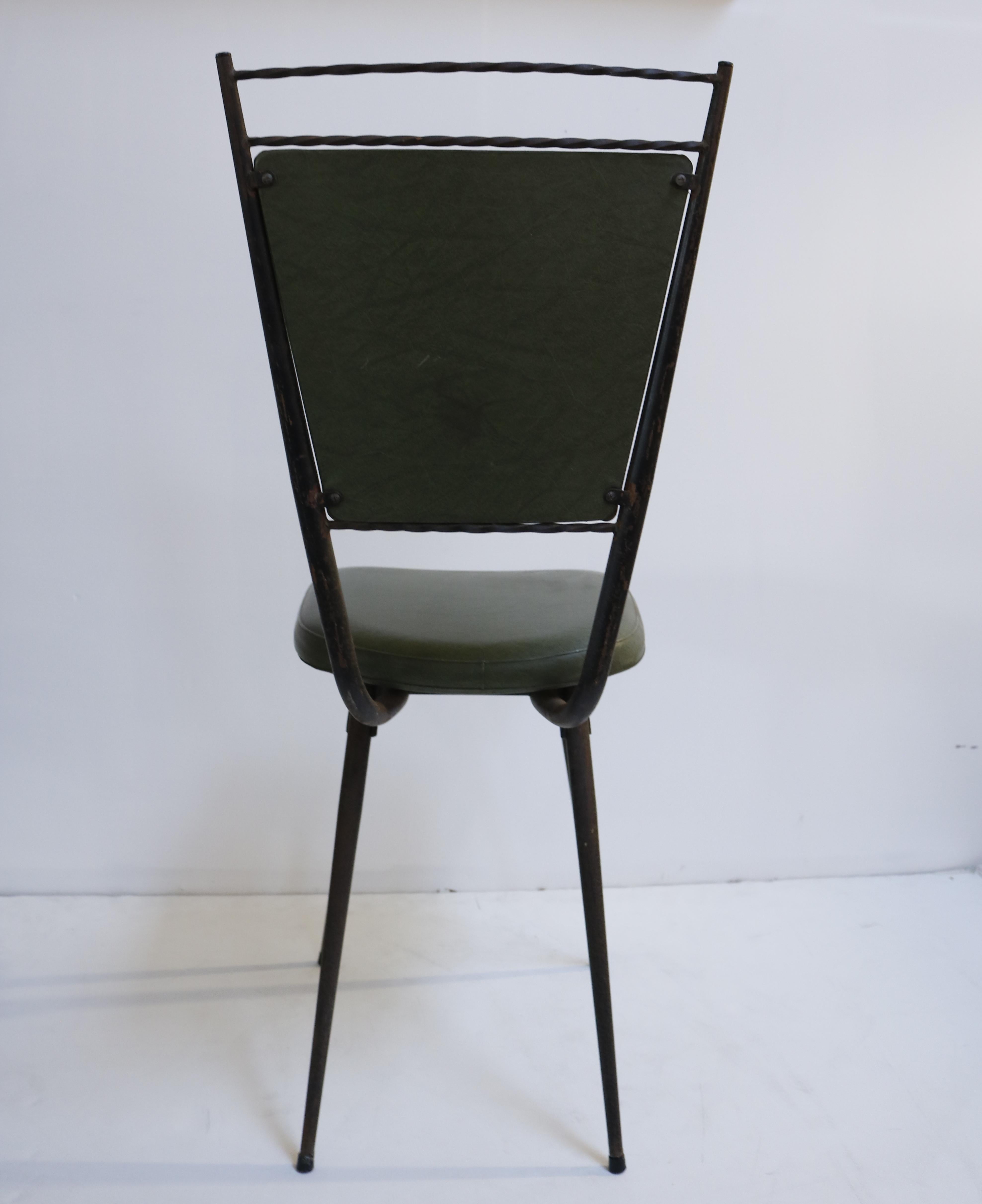 Mid-20th Century Set of 5 French 1950s Wrought Iron Chairs