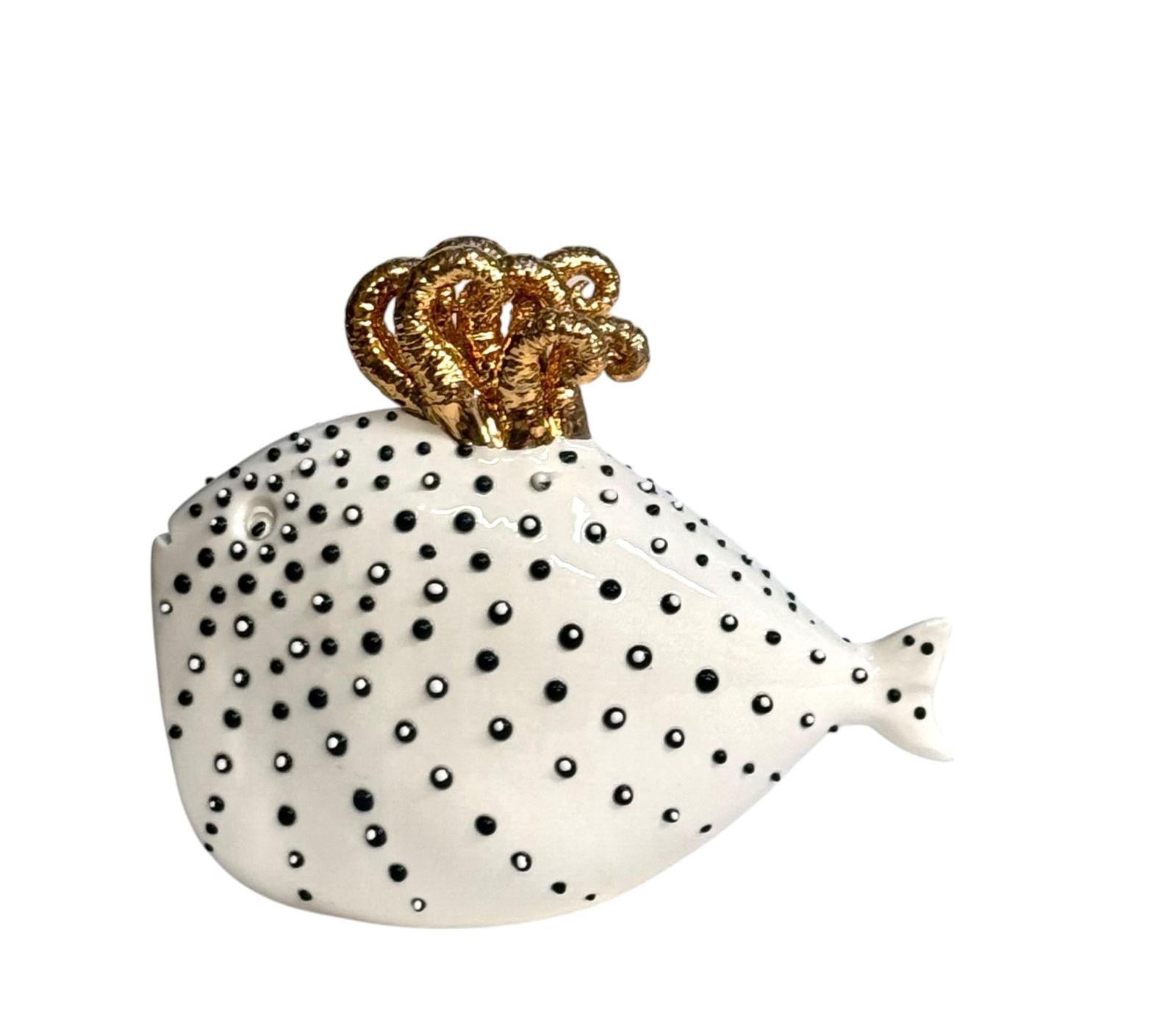 Ein 5er-Set goldener Fisch, handgefertigt in Italien, Keramik. Wählen Sie diese oder ändern Sie die Farben! (Moderne) im Angebot