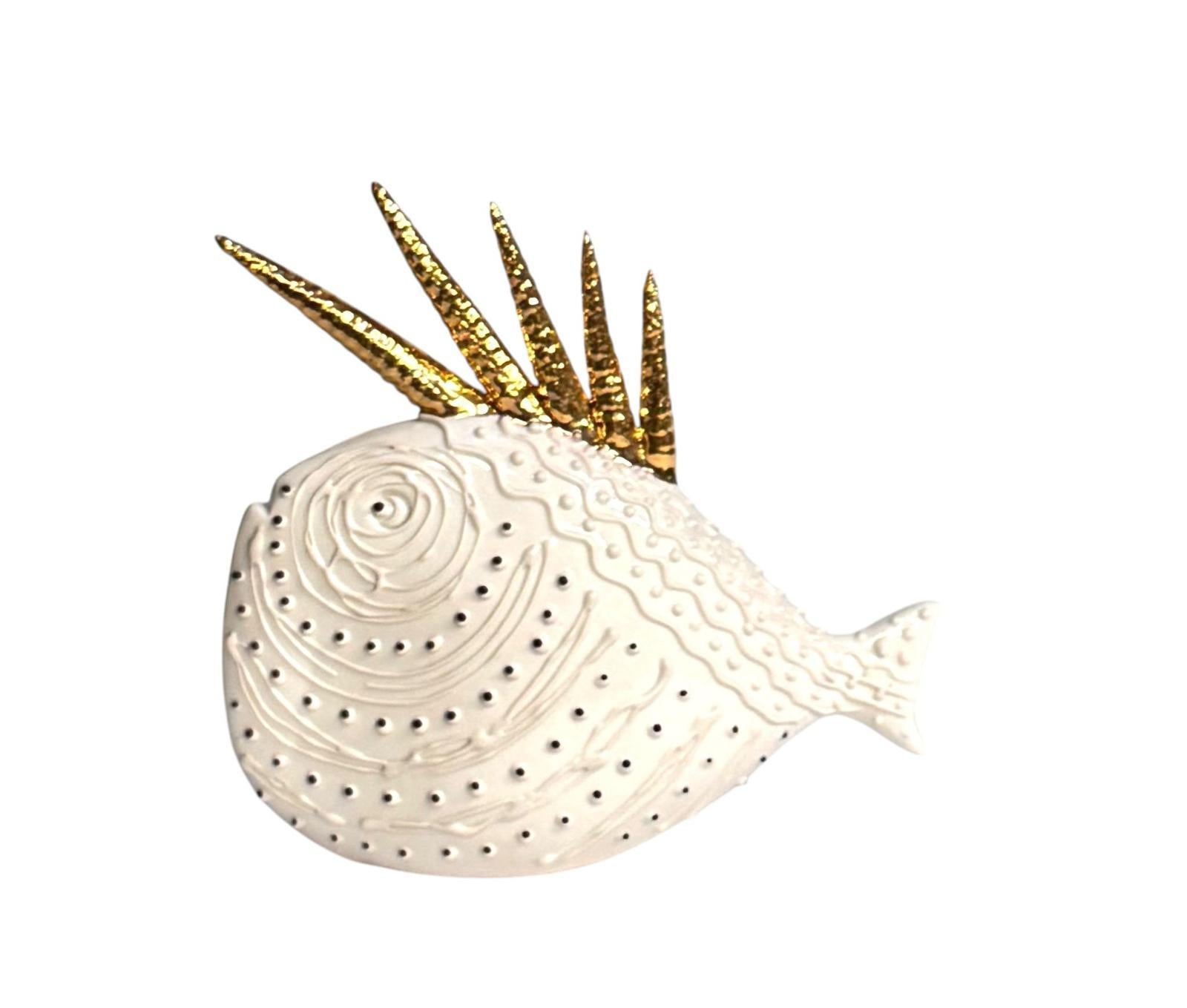 Ein 5er-Set goldener Fisch, handgefertigt in Italien, Keramik. Wählen Sie diese oder ändern Sie die Farben! (Italienisch) im Angebot
