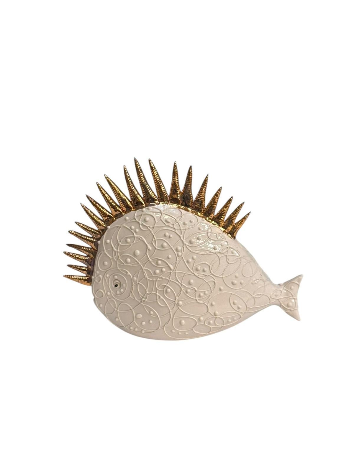 Ein 5er-Set goldener Fisch, handgefertigt in Italien, Keramik. Wählen Sie diese oder ändern Sie die Farben! im Zustand „Neu“ im Angebot in San Miniato PI, IT