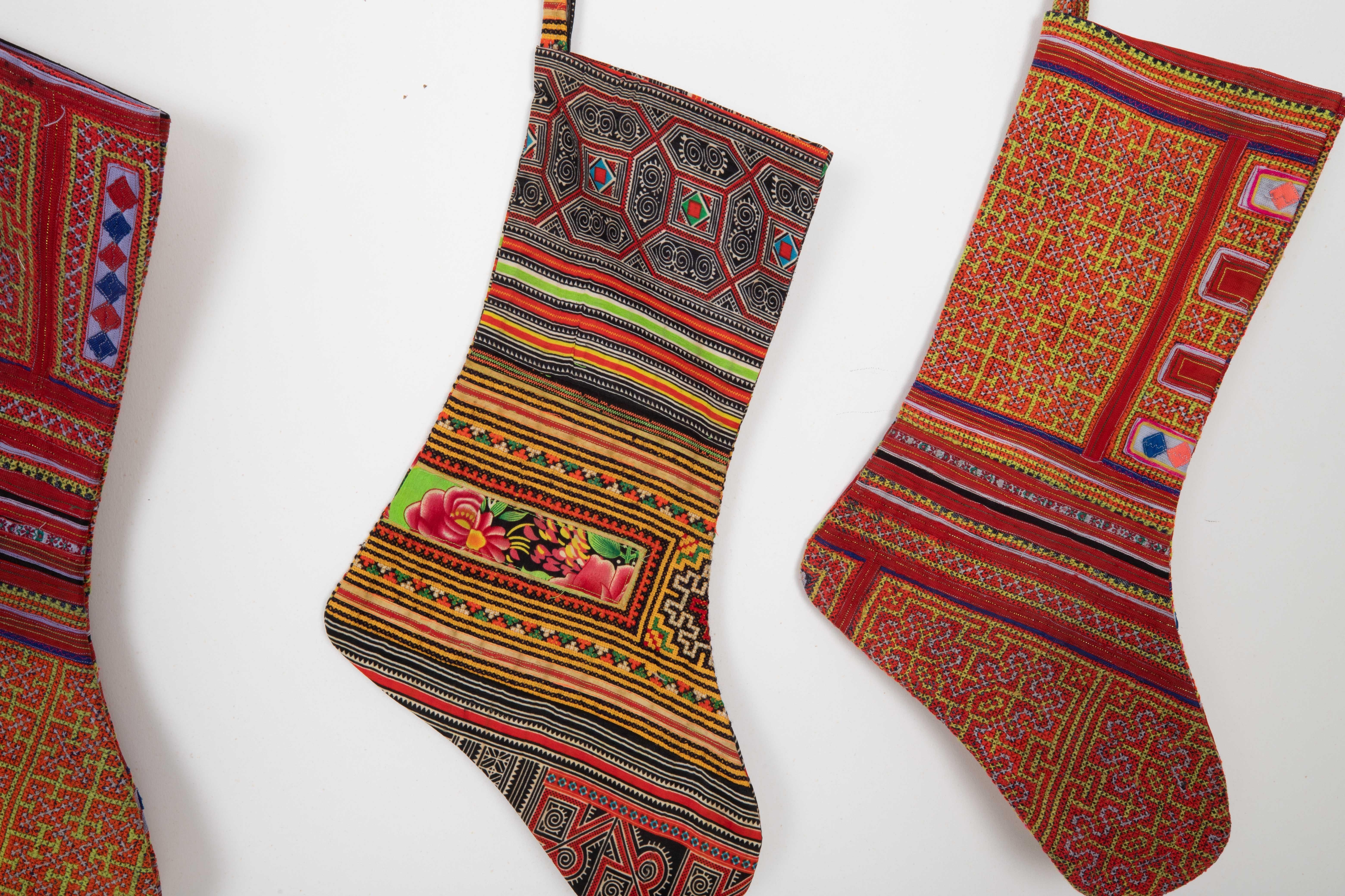 A Set of 5 Hmong Christmas Stockings For Sale 2