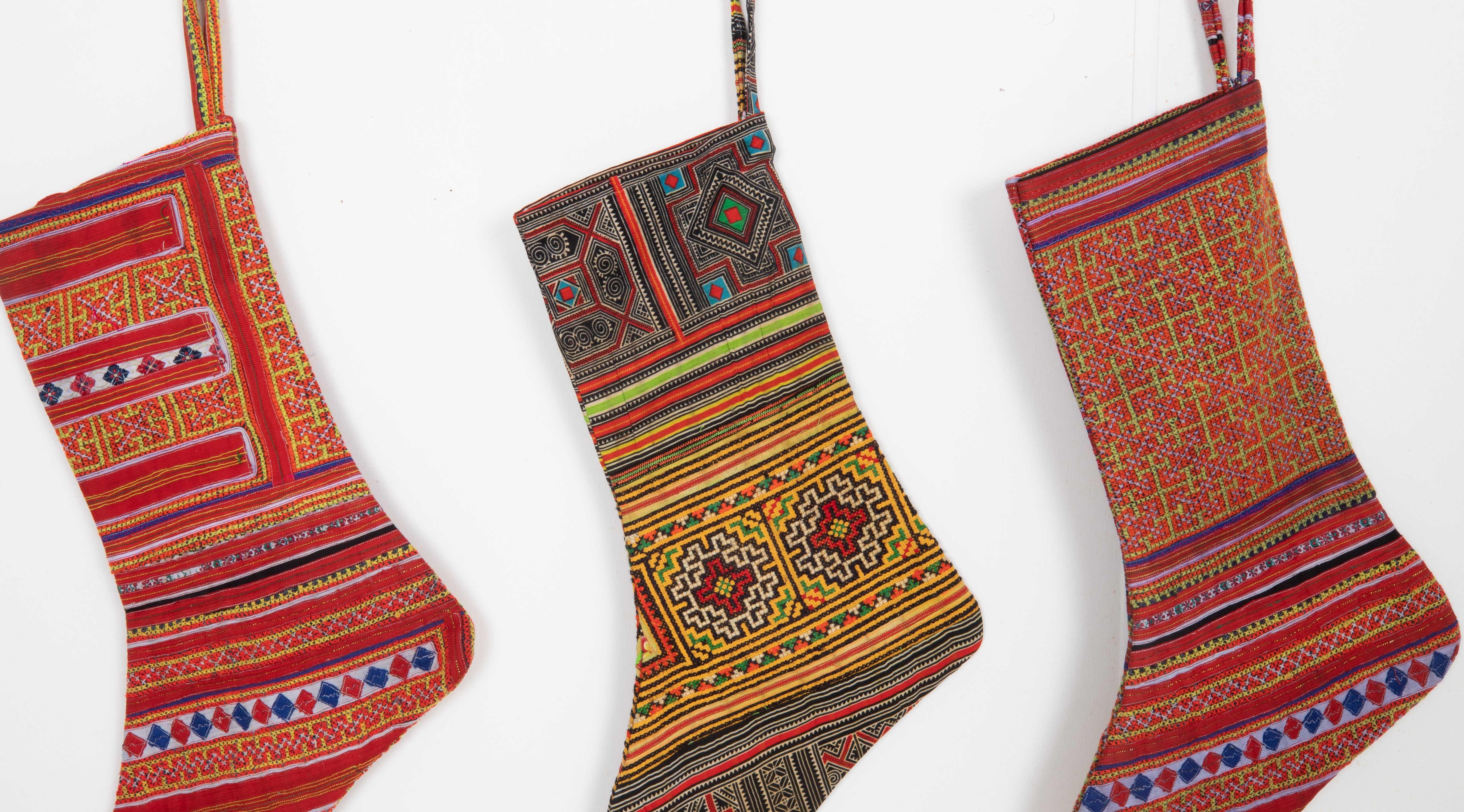 Tribal A Set of 5 Hmong Christmas Stockings For Sale