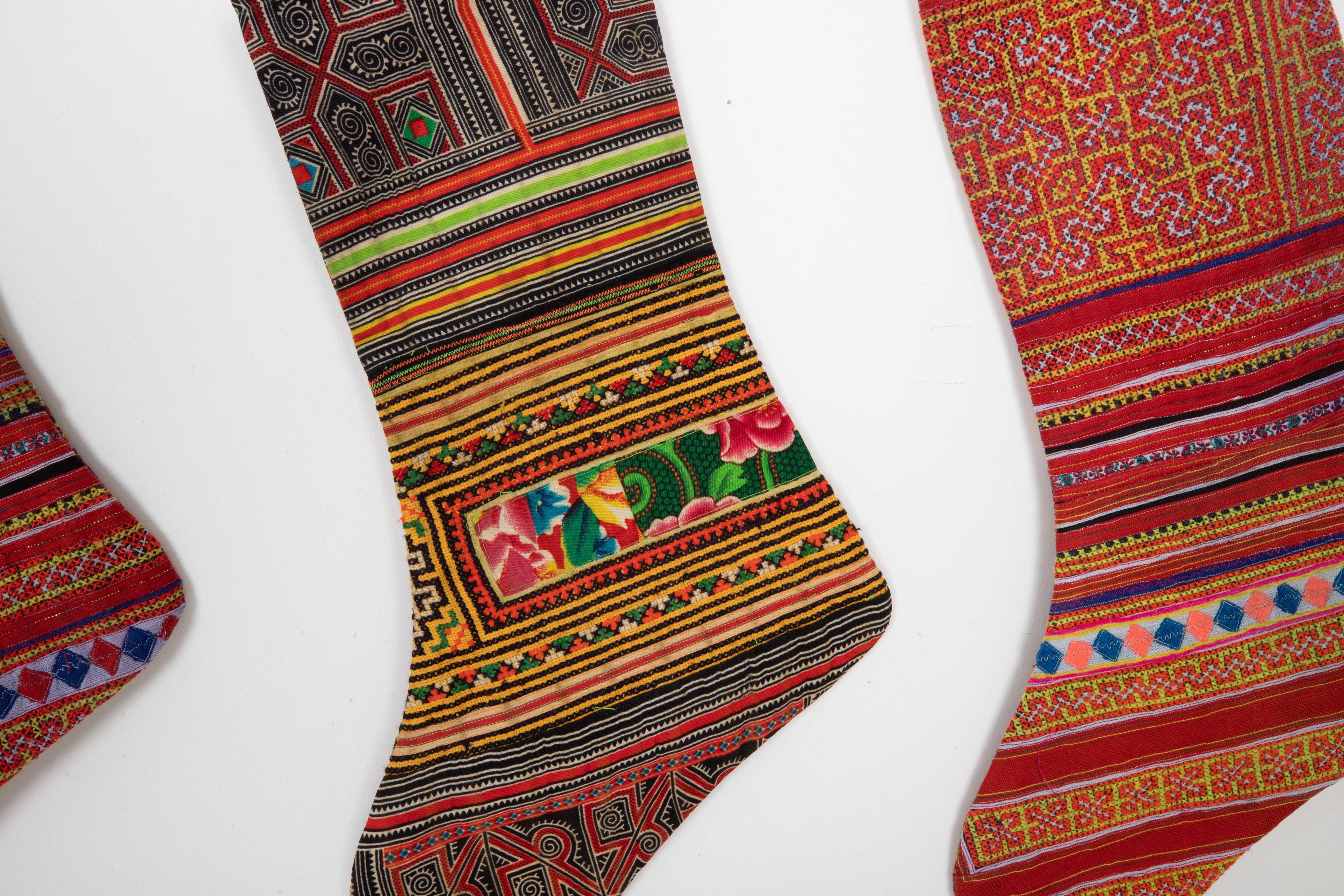 Hand-Crafted A Set of 5 Hmong Christmas Stockings For Sale